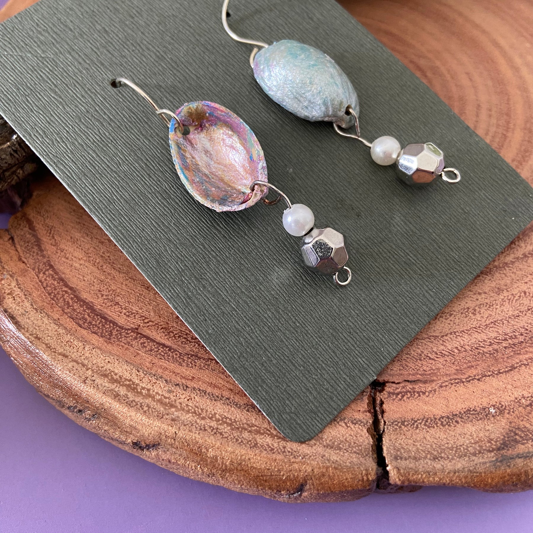 PISTACHIO SHELL EARRINGS