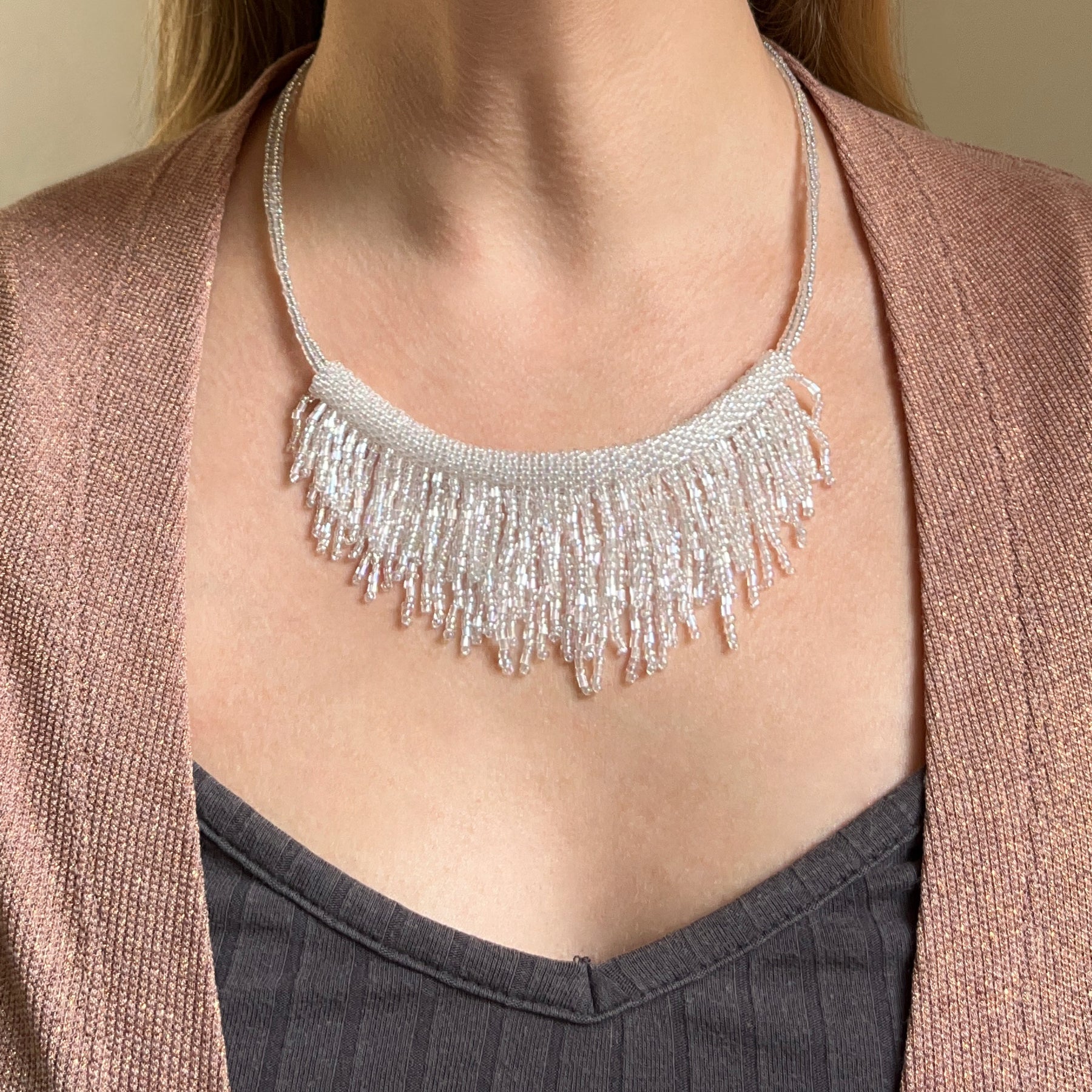 SHIMMER NUDE * 2 colors | festive necklace | beaded handmade