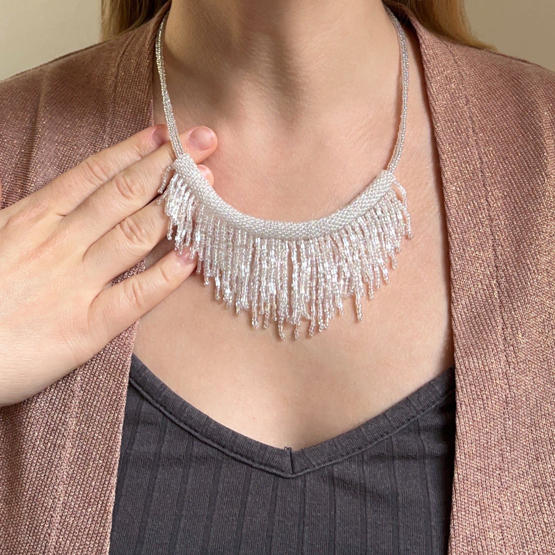 SHIMMER NUDE * 2 colors | festive necklace | beaded handmade