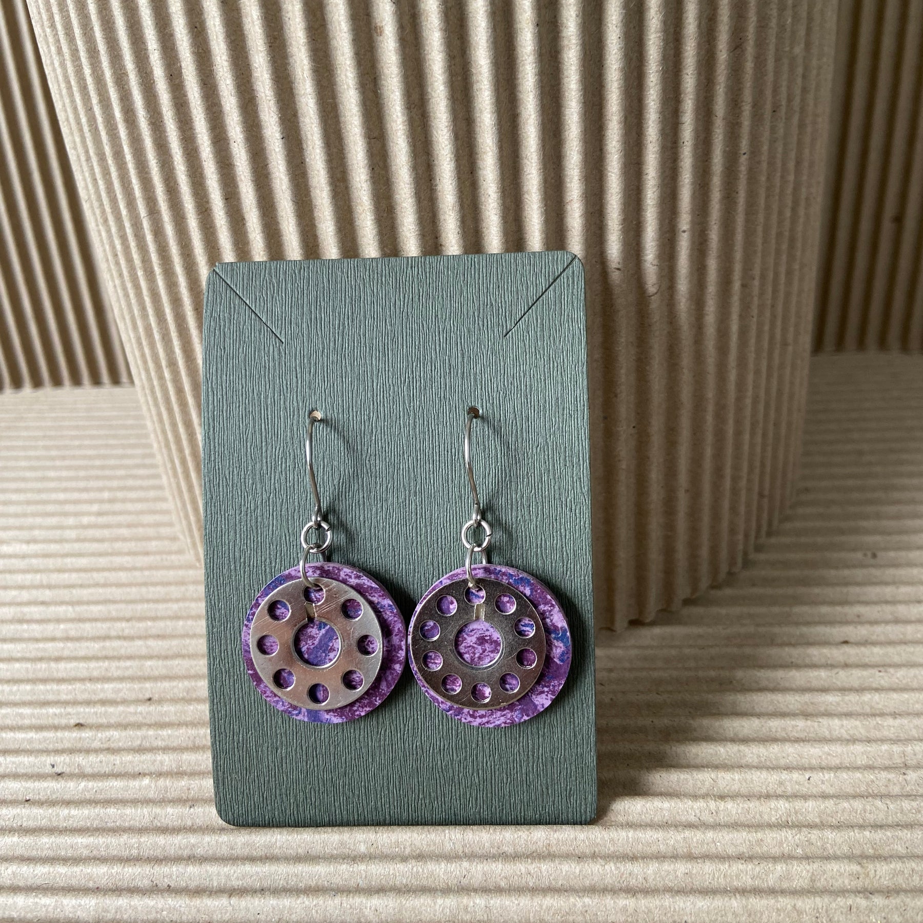 Handmade Marmoleum Earrings Purple