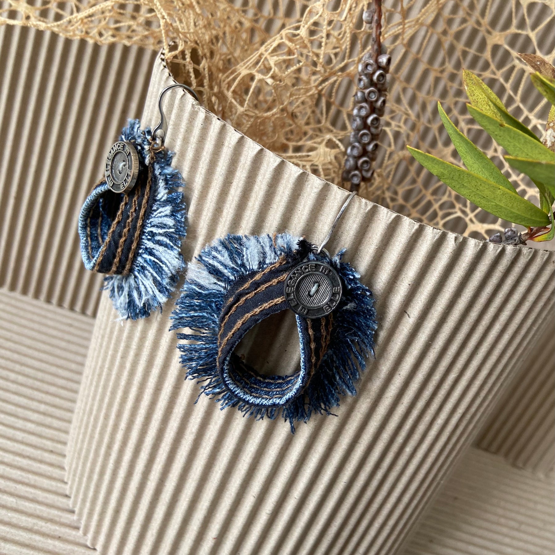 Handmade Upcycled Blue Denim Earrings