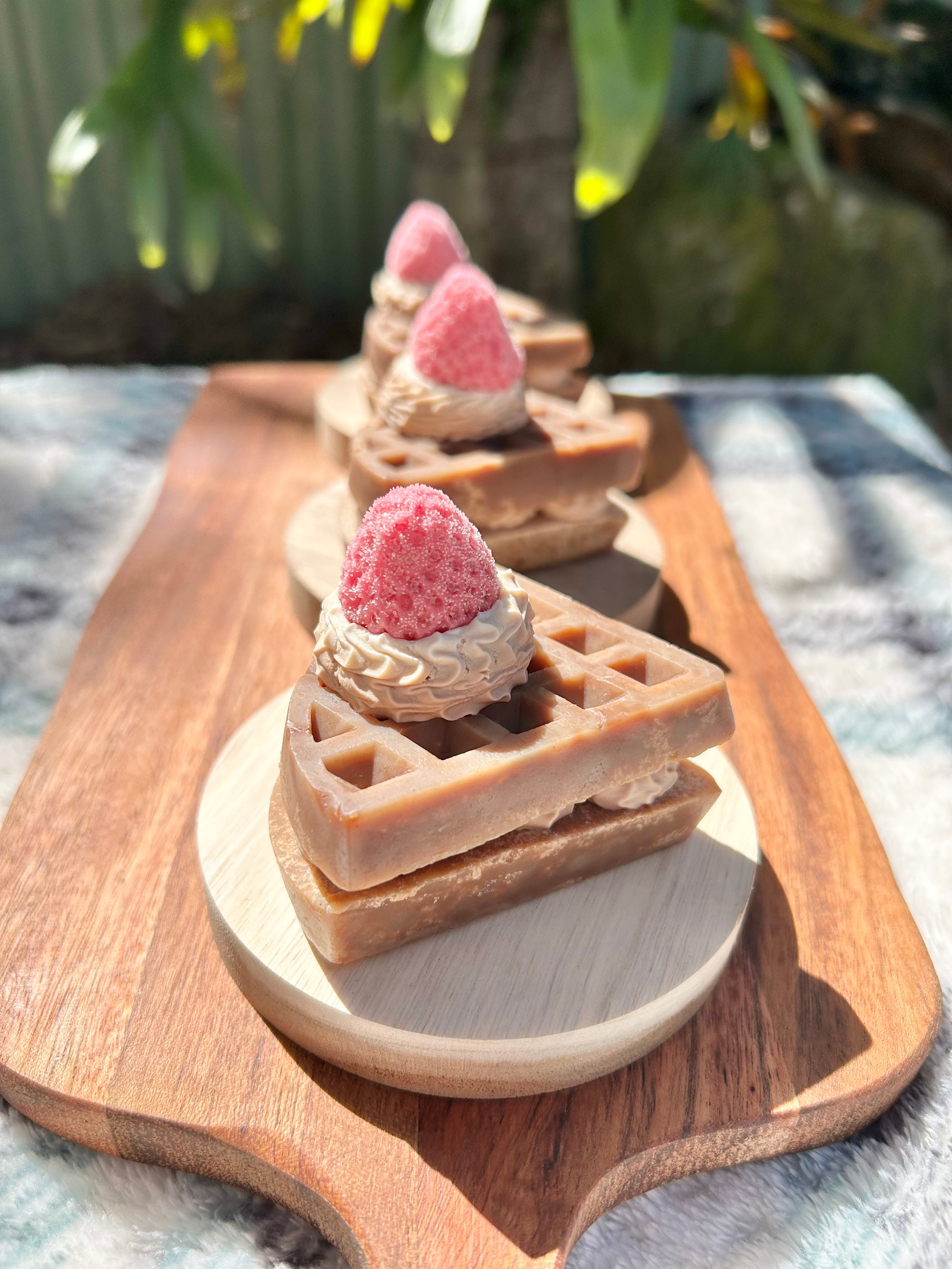 Handmade Chocolate Strawberry Waffle Soap | Unique Dessert Inspired Gift | Vegan