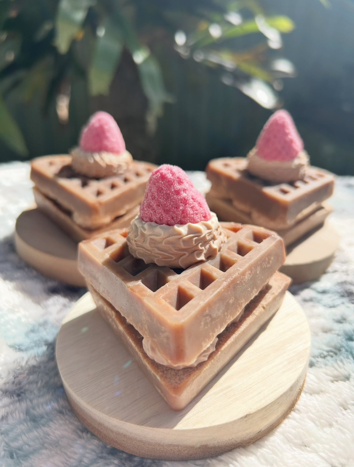 Handmade Chocolate Strawberry Waffle Soap | Unique Dessert Inspired Gift | Vegan