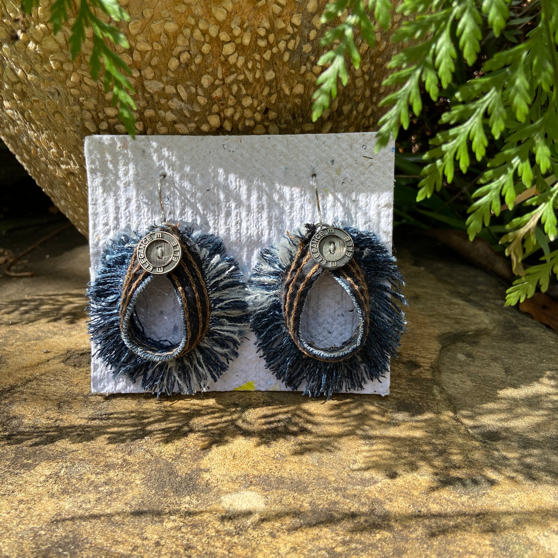 Handmade Upcycled Blue Denim Earrings