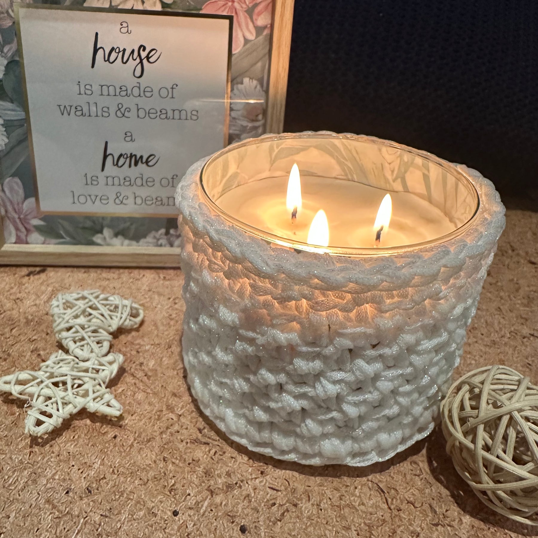 Handmade Crocheted Candle Cozy | Plant Holder