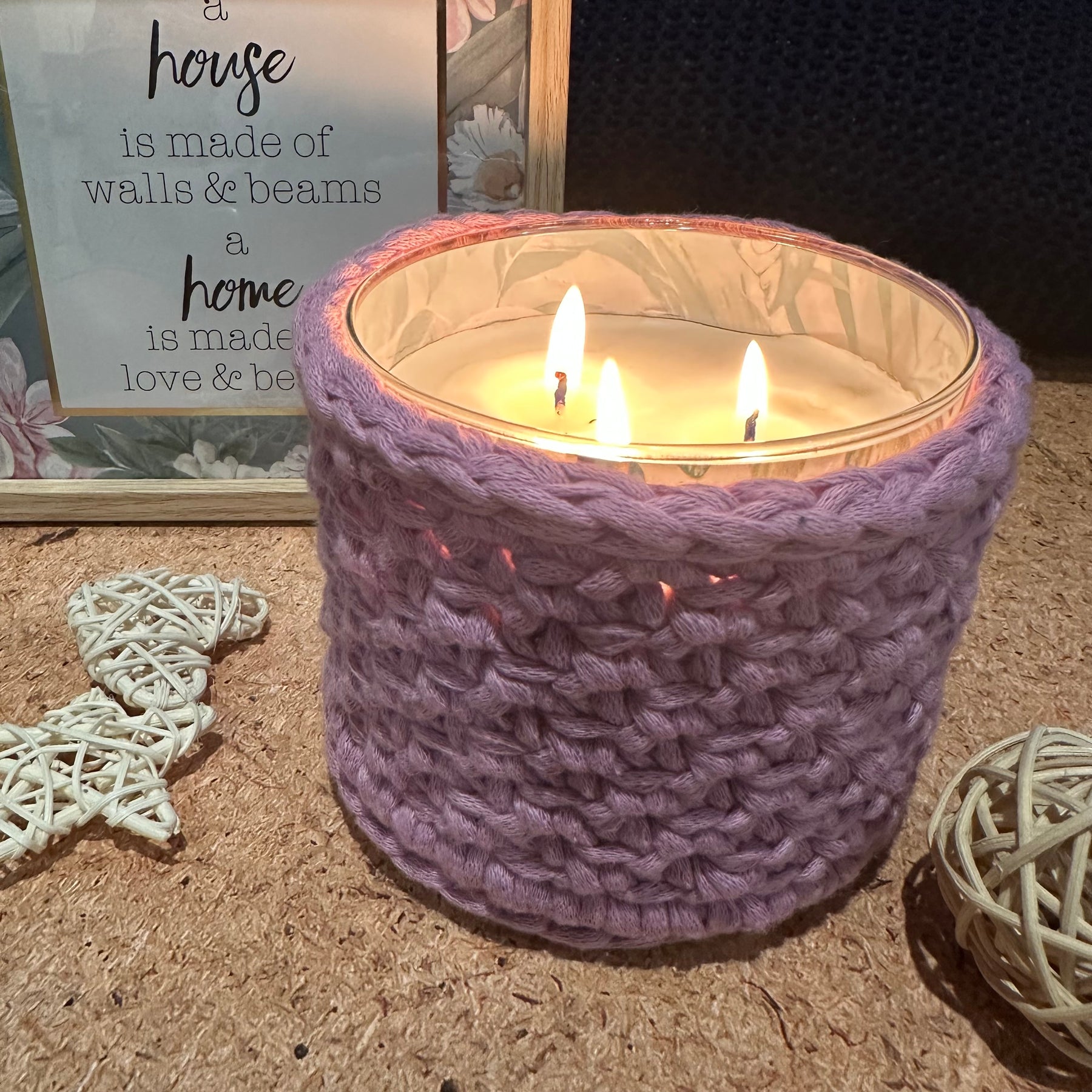 Handmade Crocheted Candle Cozy | Plant Holder