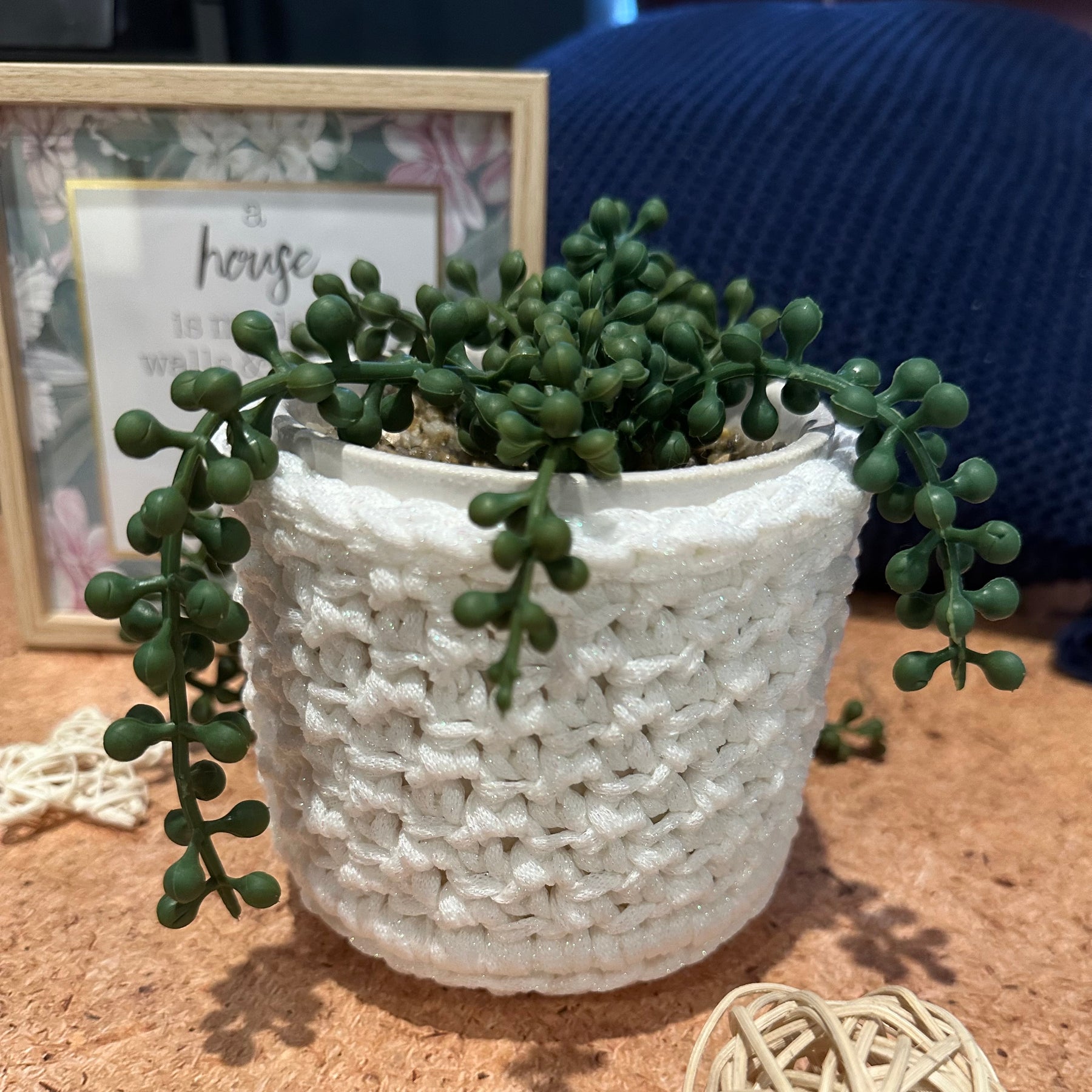 Handmade Crocheted Candle Cozy | Plant Holder