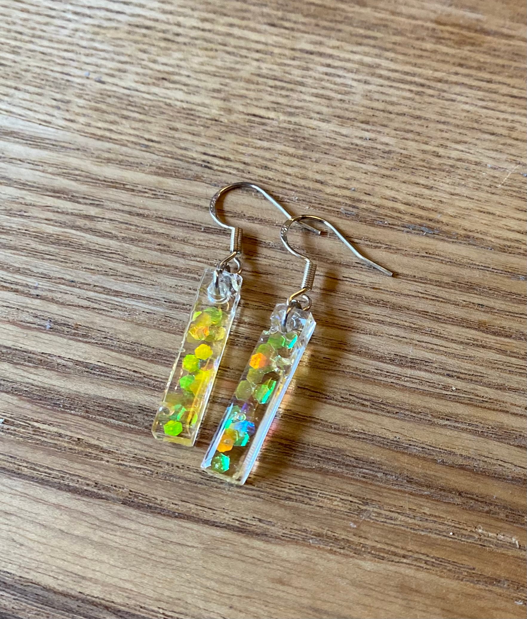Resin earrings blue & yellow
