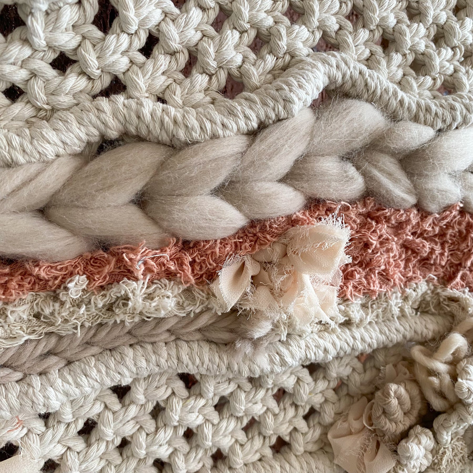 Macrame Floral Weave Wall Hanging - Neutral Tones