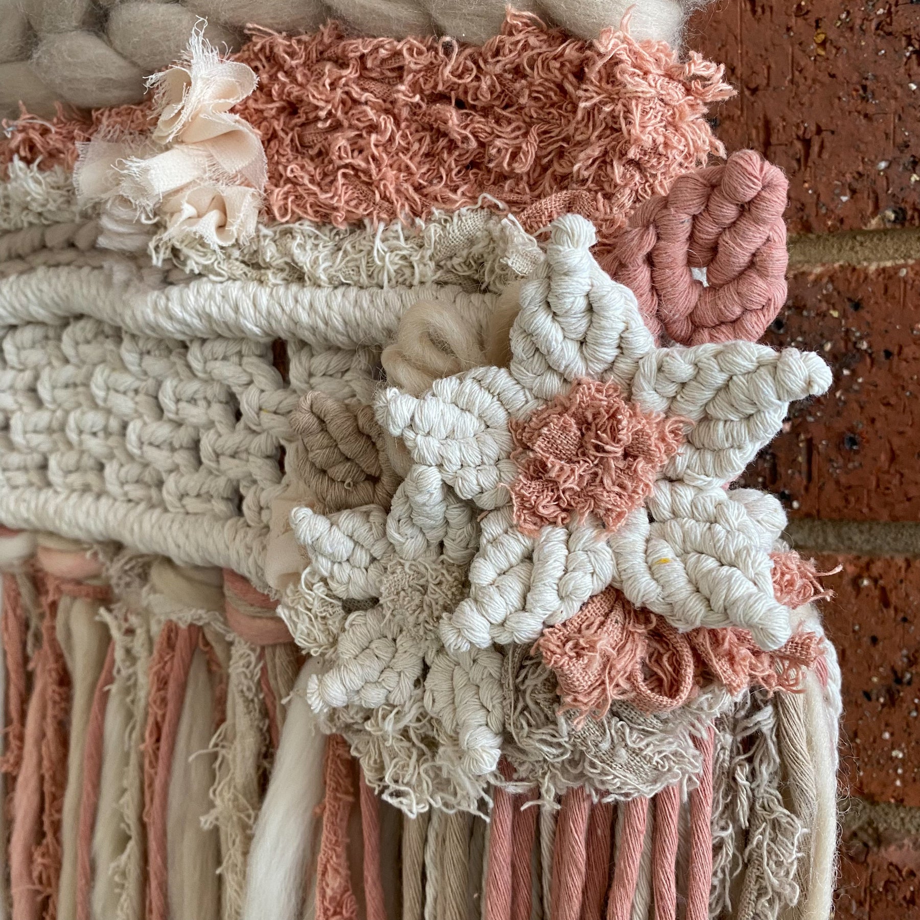 Macrame Floral Weave Wall Hanging - Neutral Tones