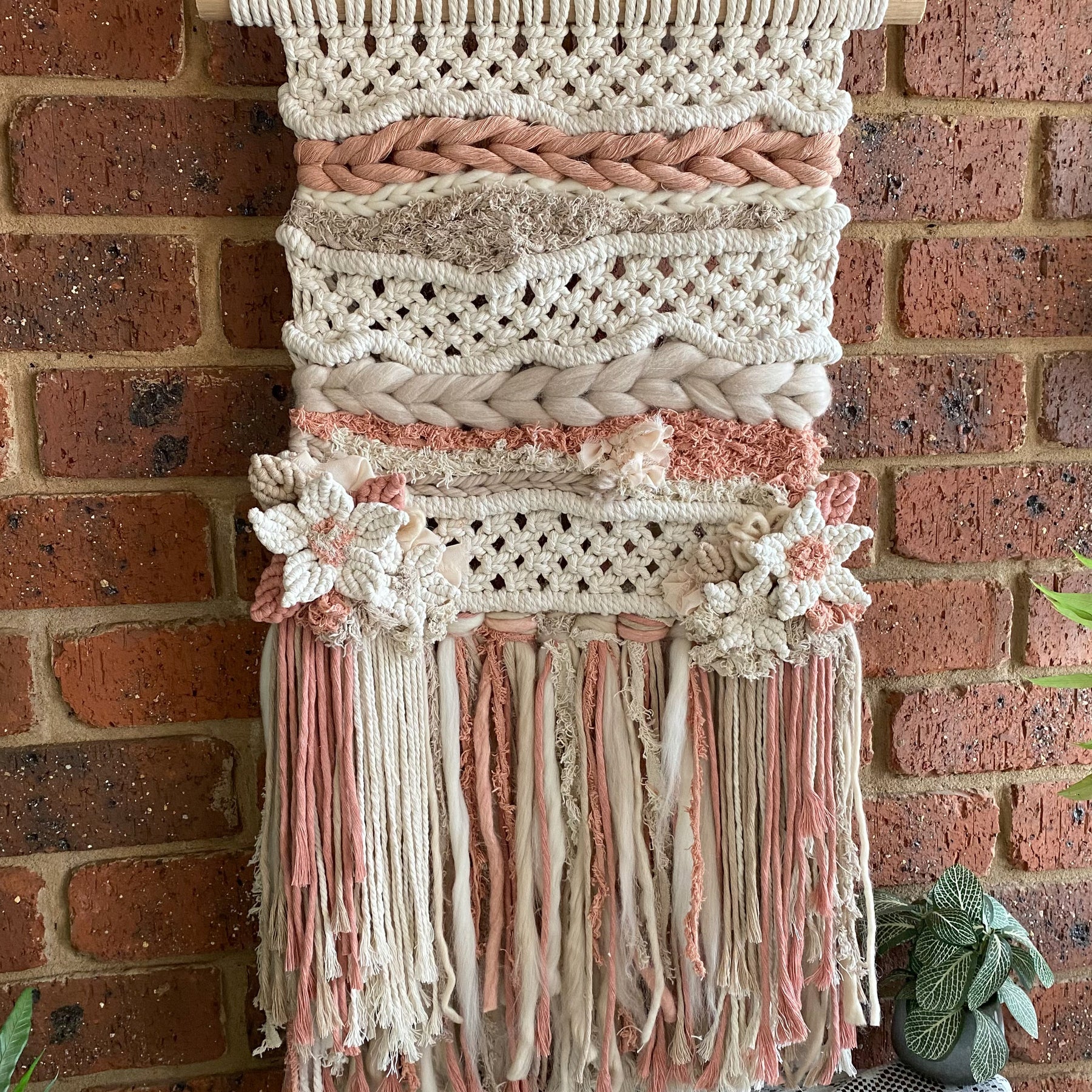 Macrame Floral Weave Wall Hanging - Neutral Tones