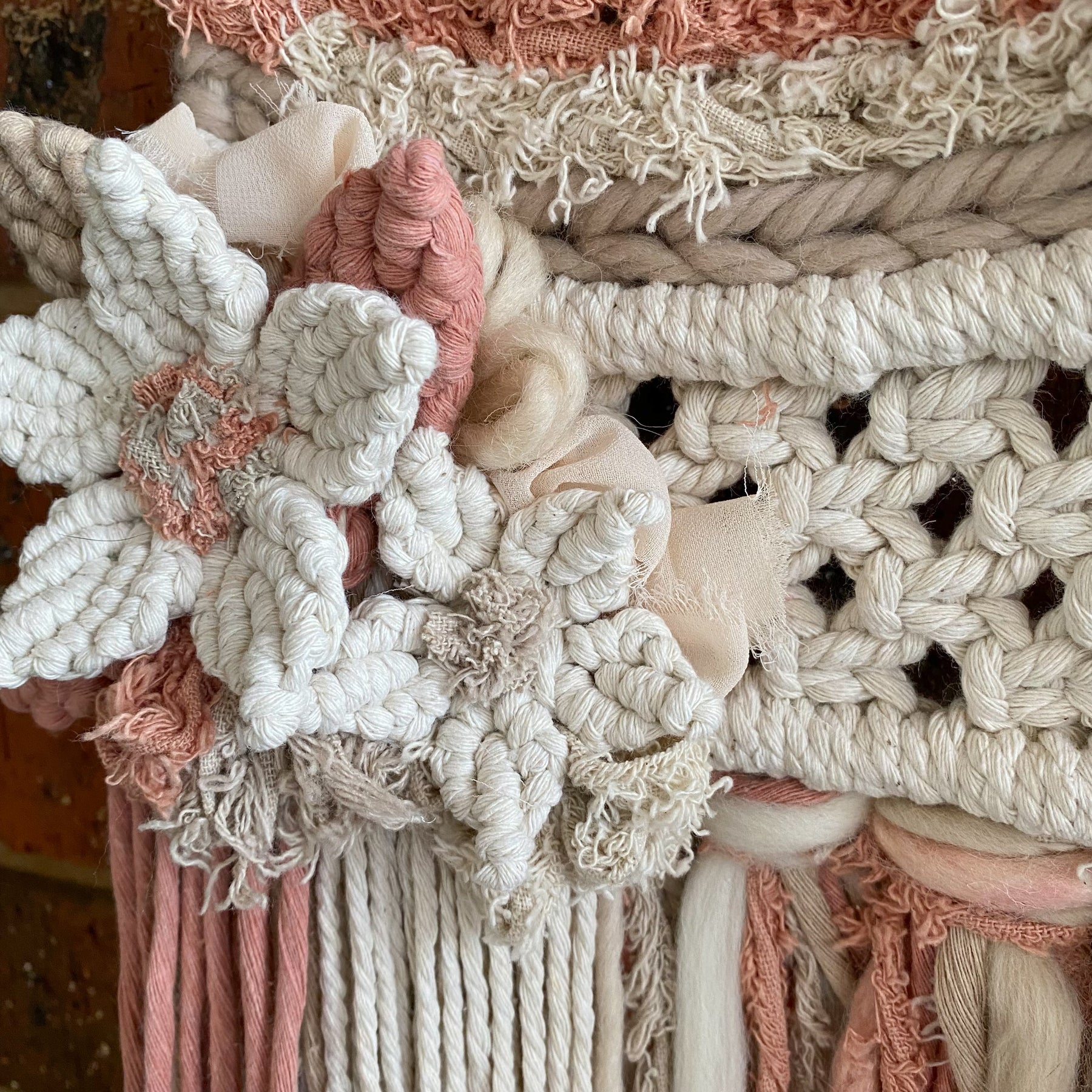 Macrame Floral Weave Wall Hanging - Neutral Tones