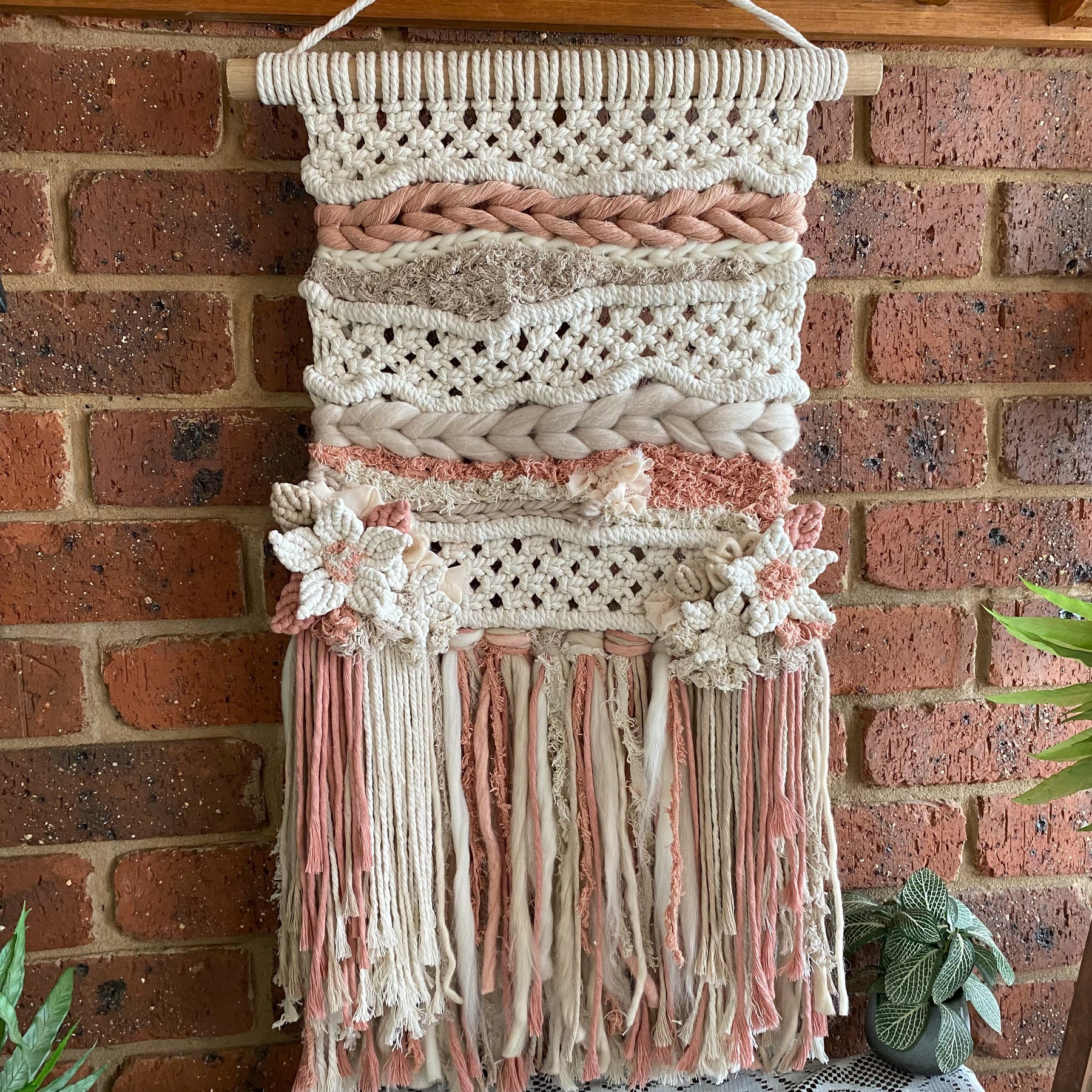 Macrame Floral Weave Wall Hanging - Neutral Tones