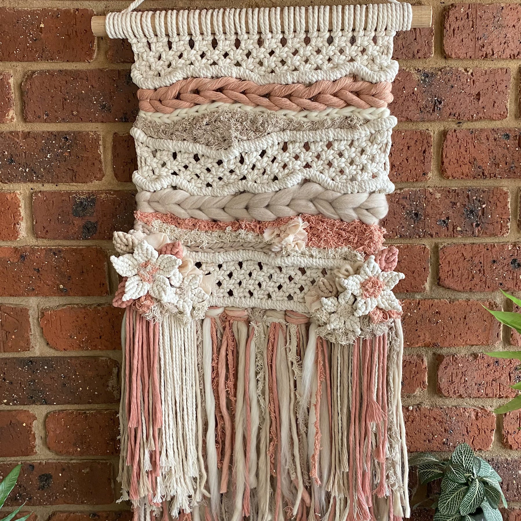 Macrame Floral Weave Wall Hanging - Neutral Tones