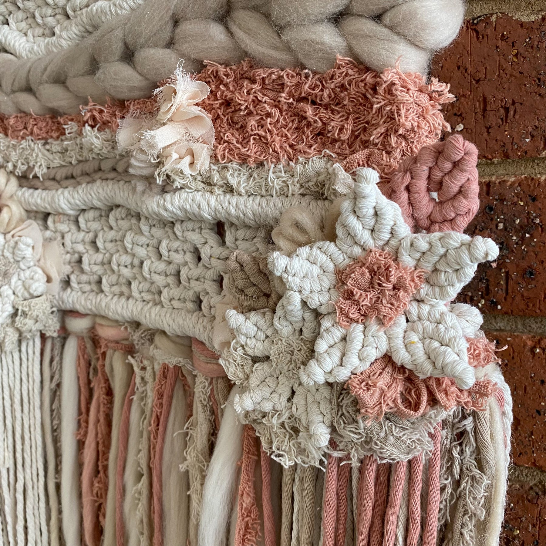 Macrame Floral Weave Wall Hanging - Neutral Tones