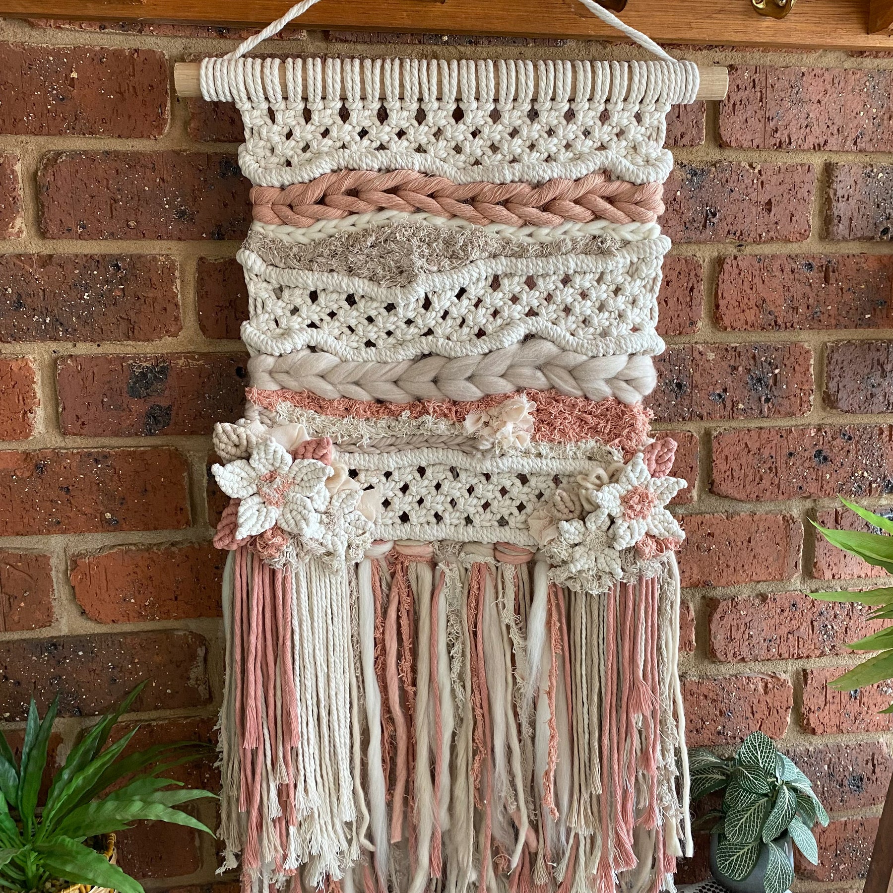 Macrame Floral Weave Wall Hanging - Neutral Tones