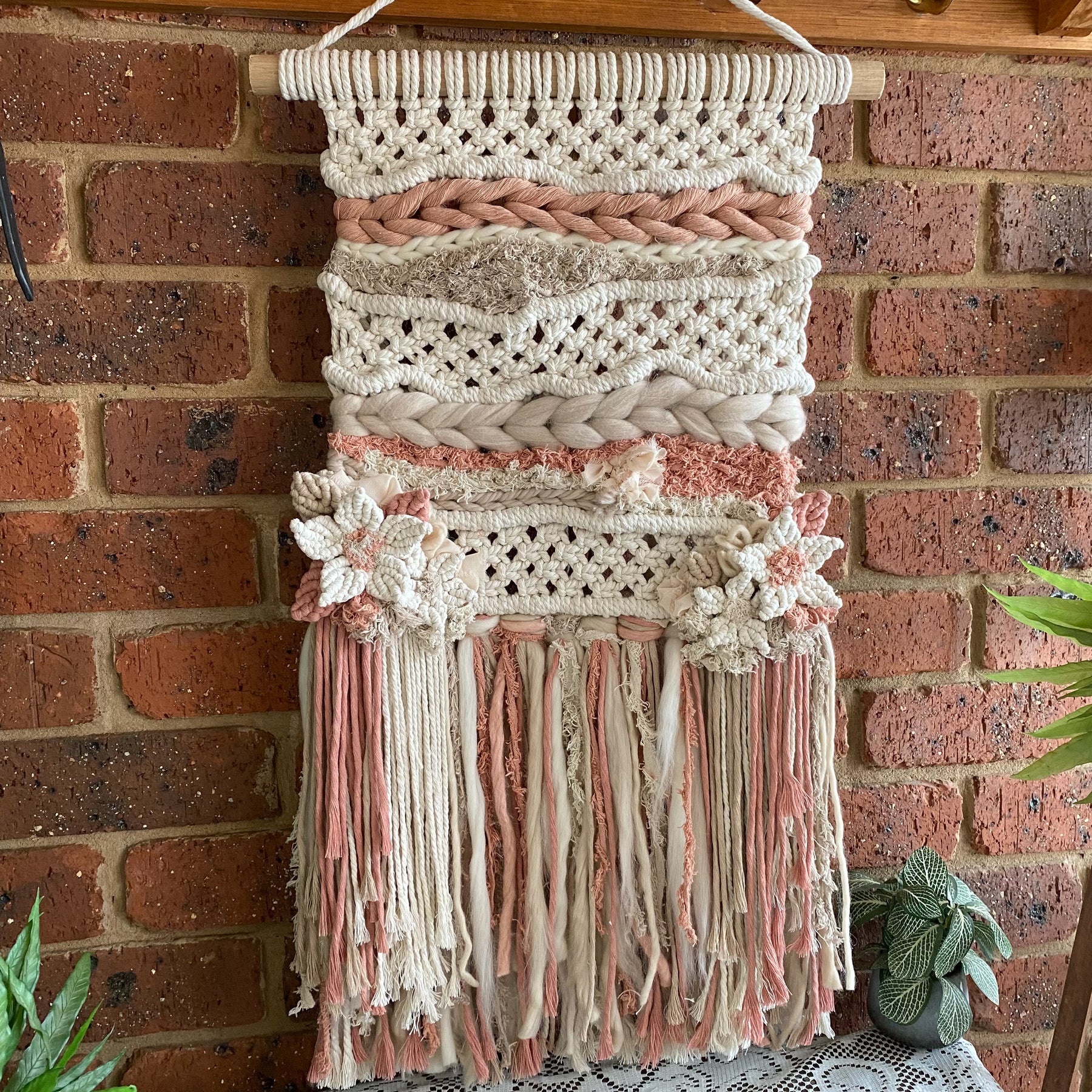 Macrame Floral Weave Wall Hanging - Neutral Tones