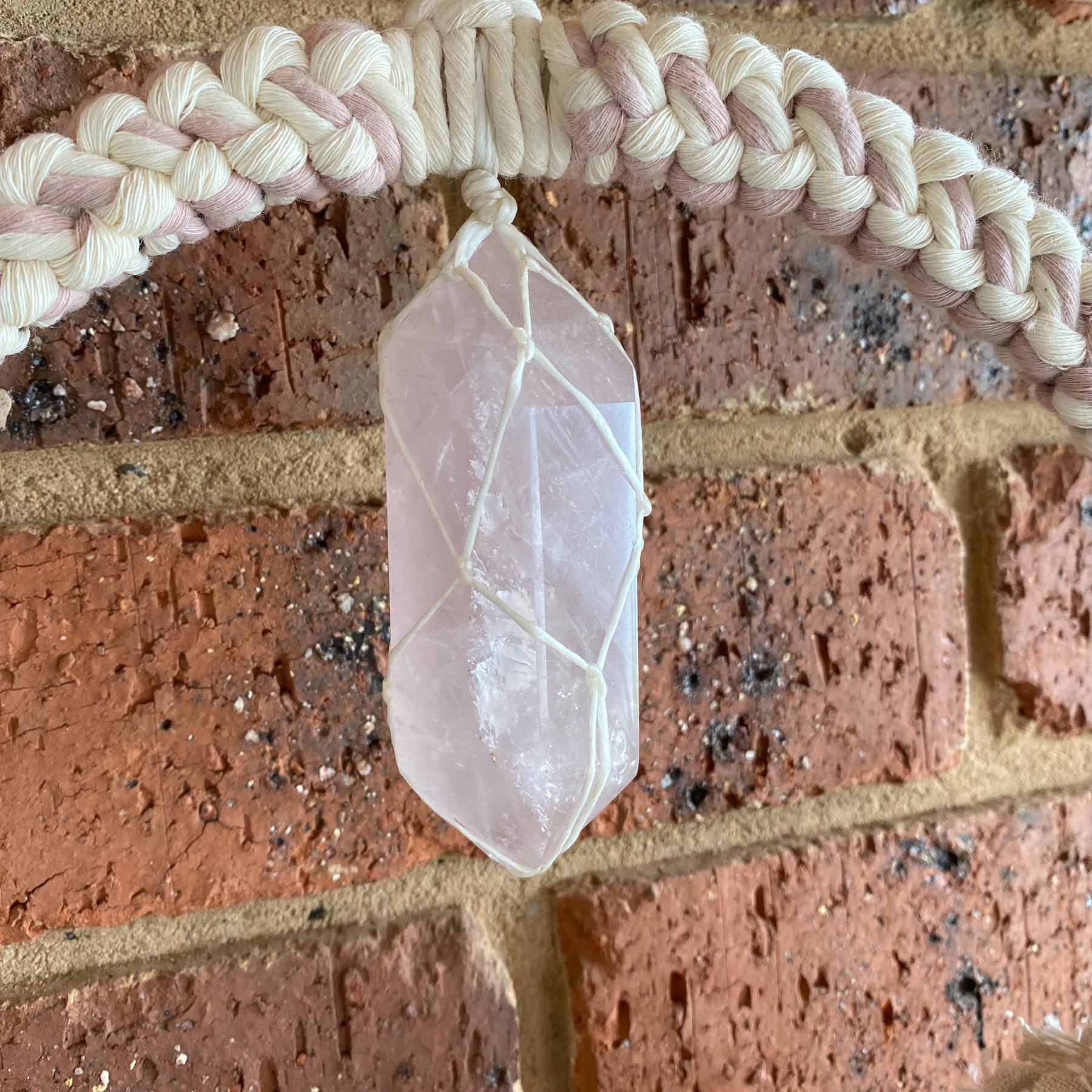 Macrame Large Floral Wreath Wall Hanging - Rose Quartz Point