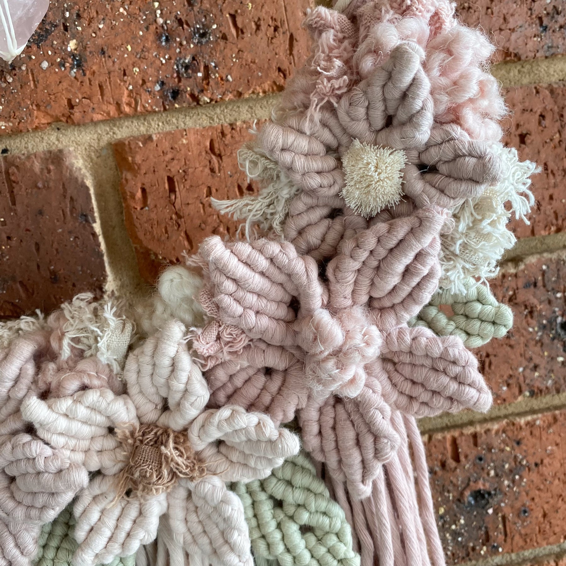 Macrame Large Floral Wreath Wall Hanging - Rose Quartz Point