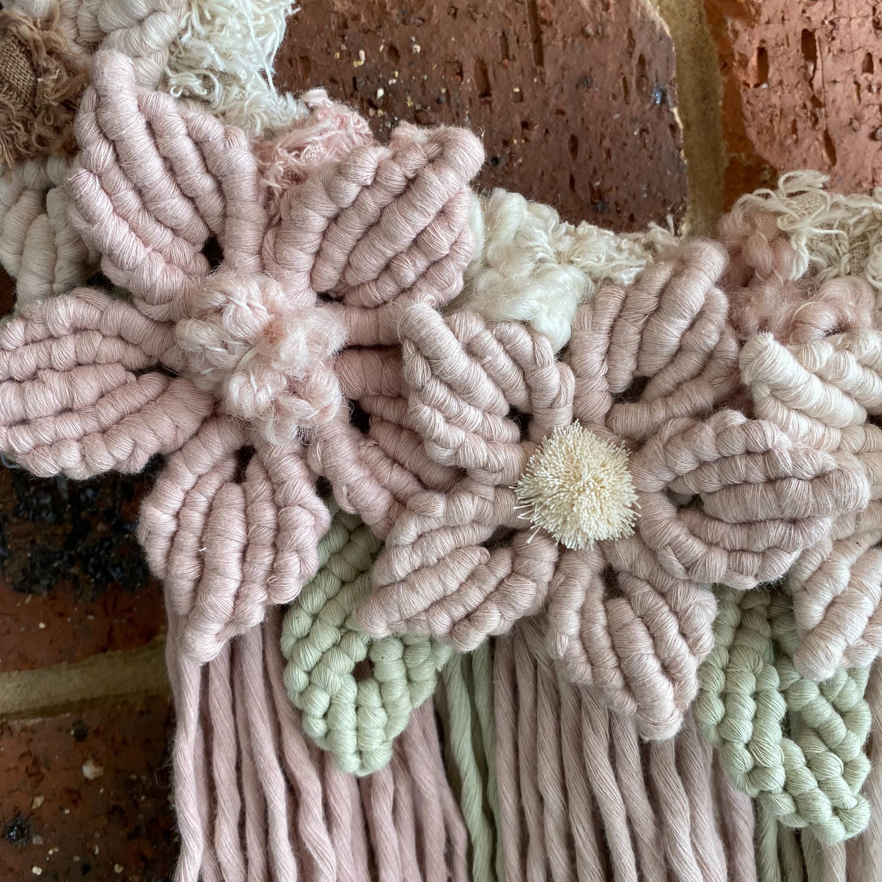 Macrame Large Floral Wreath Wall Hanging - Rose Quartz Point