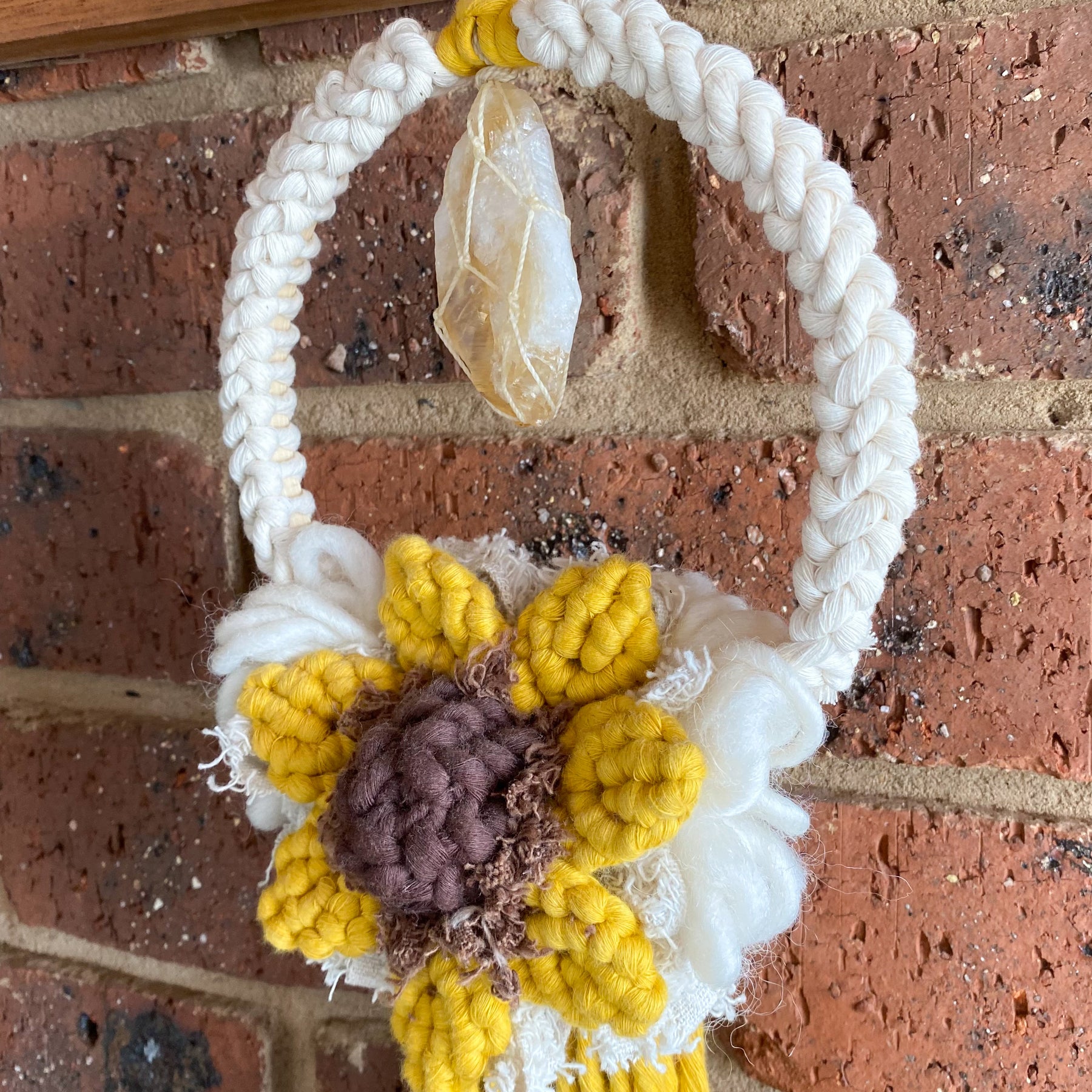 Macrame Sunflower Floral Wreath With Citrine