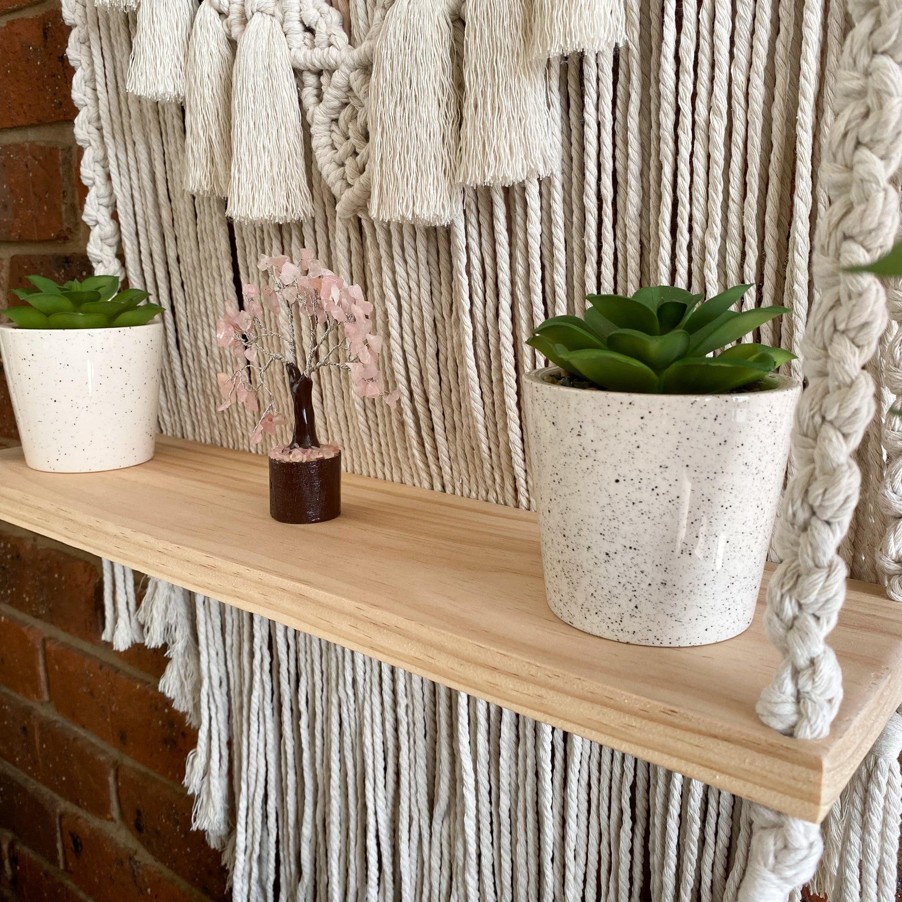 Macrame Floral Wreath Hanging Shelf - Large Size