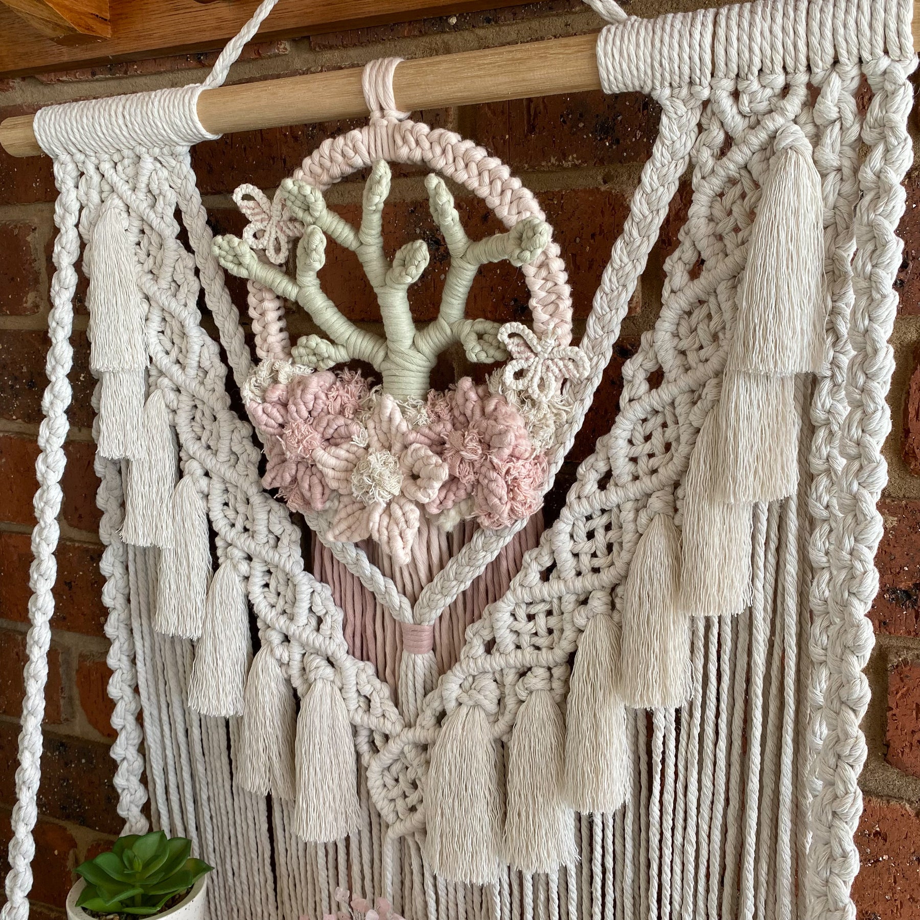Macrame Floral Wreath Hanging Shelf - Large Size