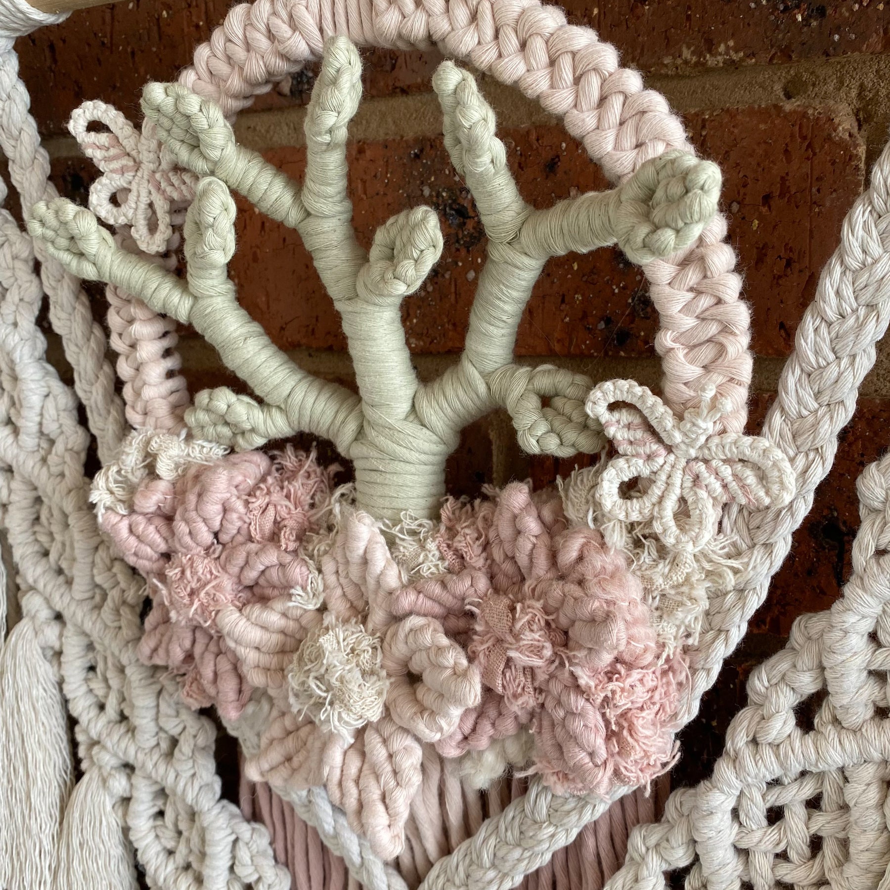 Macrame Floral Wreath Hanging Shelf - Large Size