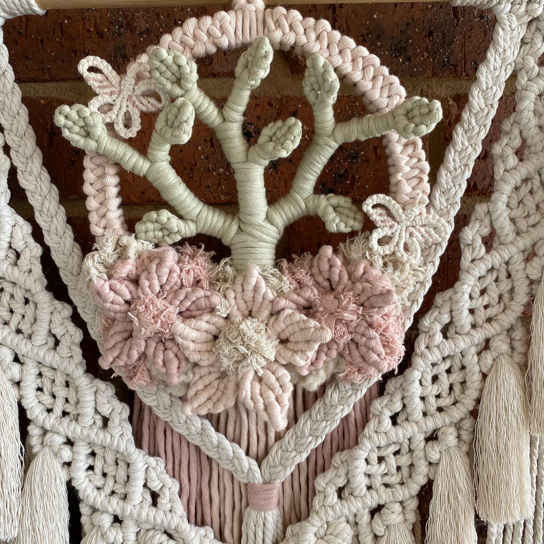 Macrame Floral Wreath Hanging Shelf - Large Size