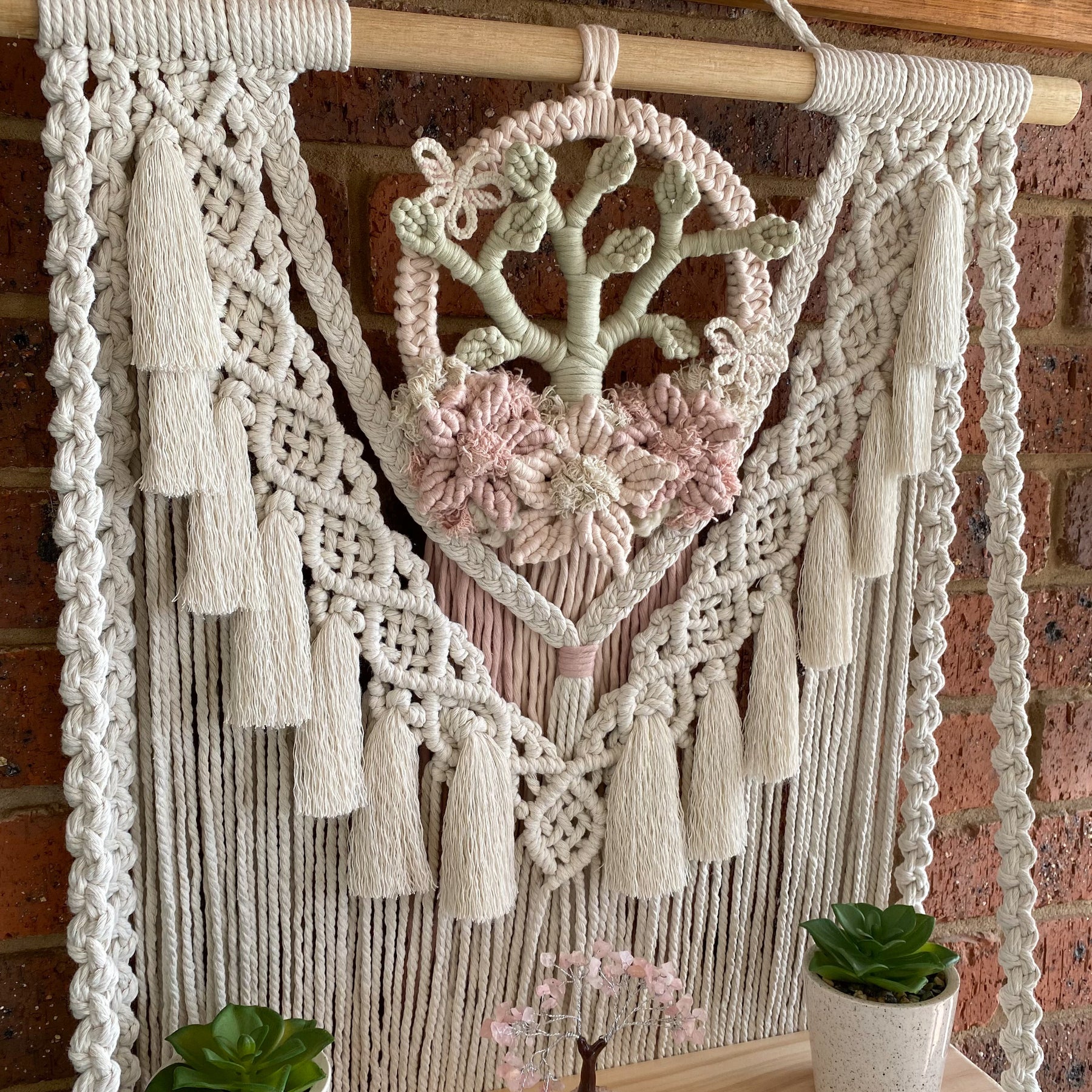 Macrame Floral Wreath Hanging Shelf - Large Size