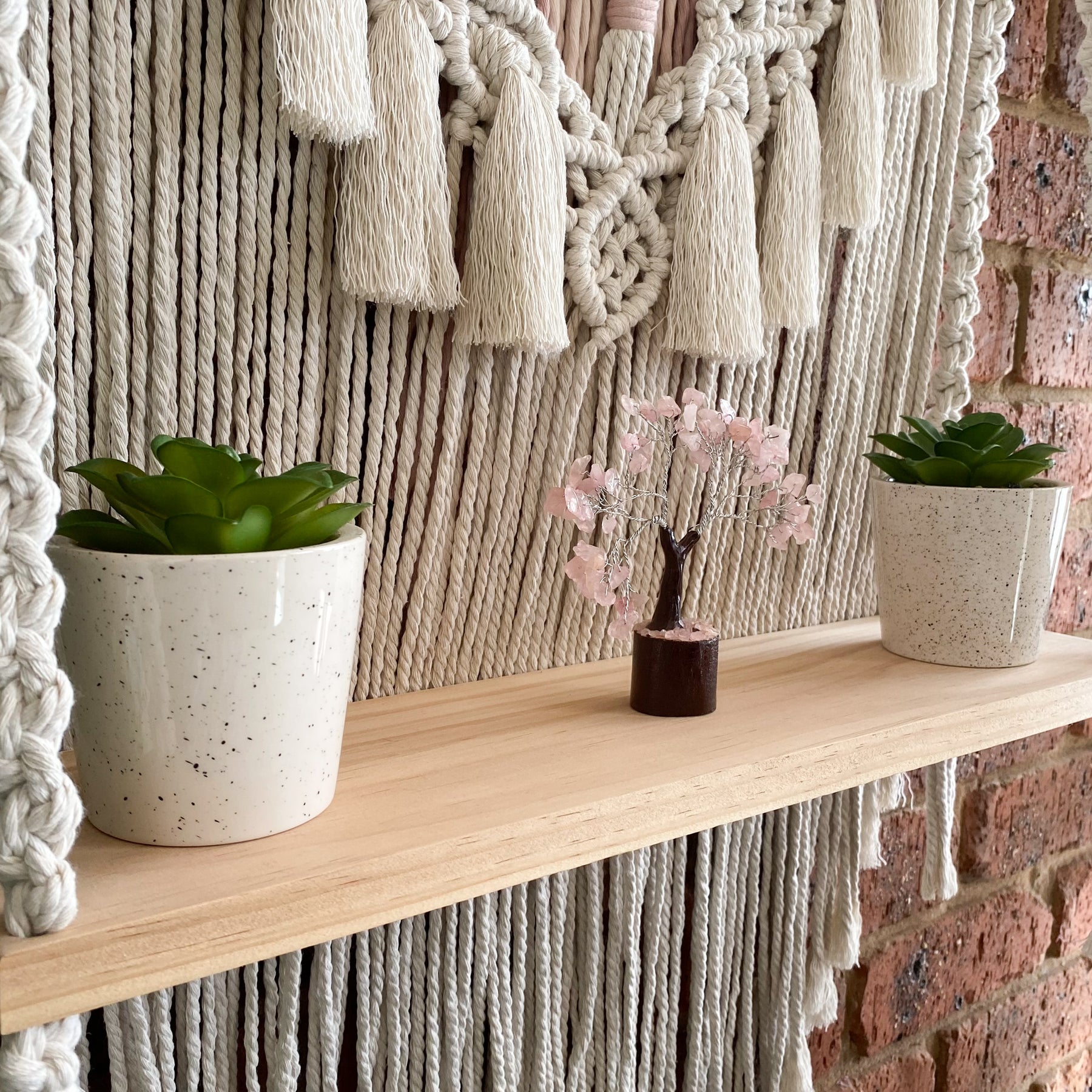 Macrame Floral Wreath Hanging Shelf - Large Size