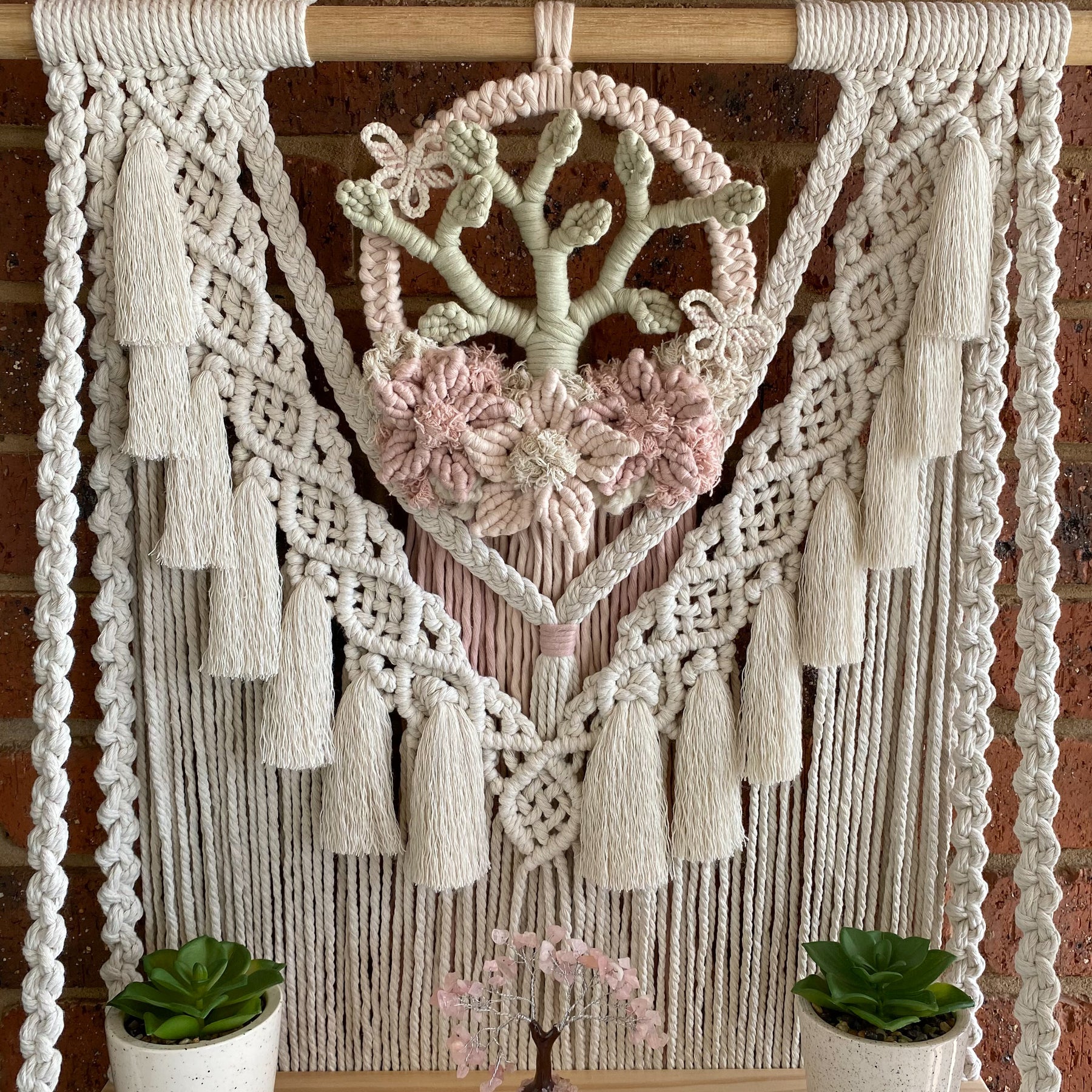 Macrame Floral Wreath Hanging Shelf - Large Size