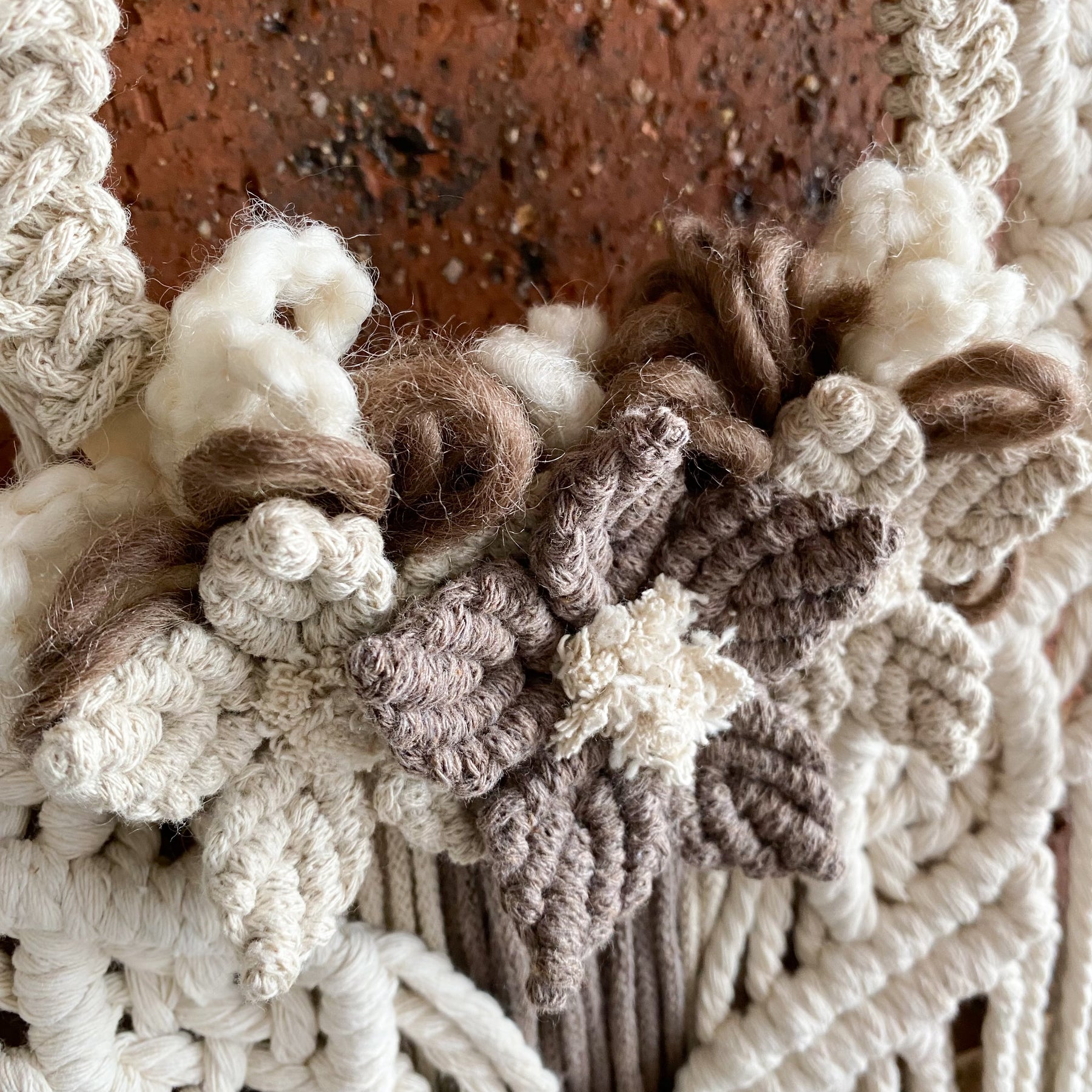 Macrame Floral Wreath Hanging Shelf - Small Size