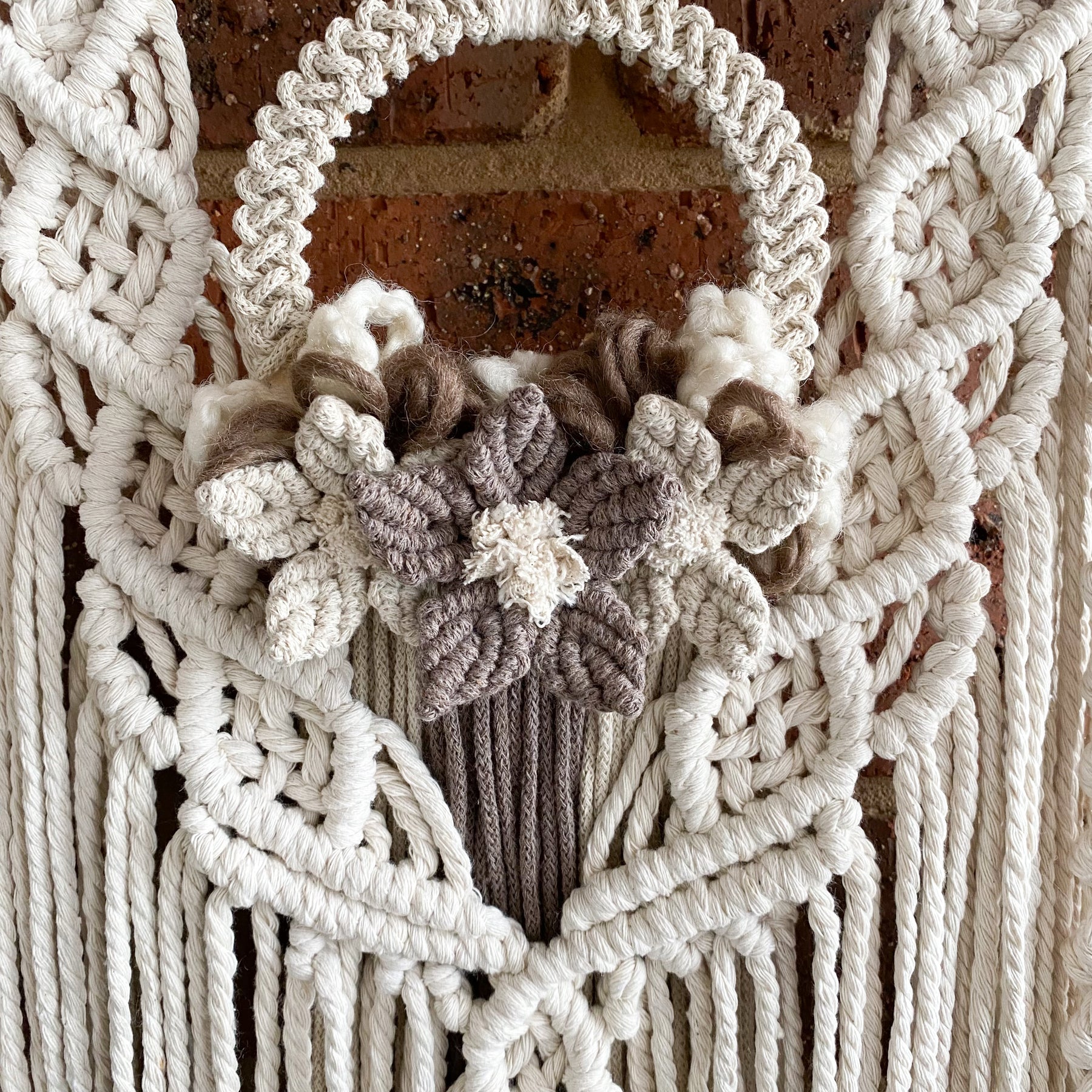 Macrame Floral Wreath Hanging Shelf - Small Size