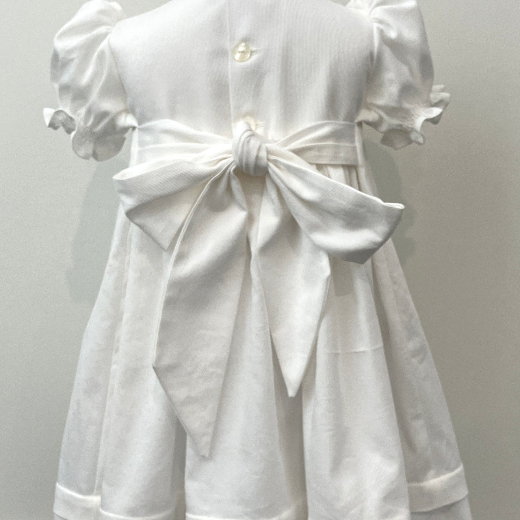 Hand-smocked and embroidered dress - size 2 - ivory with blush tones