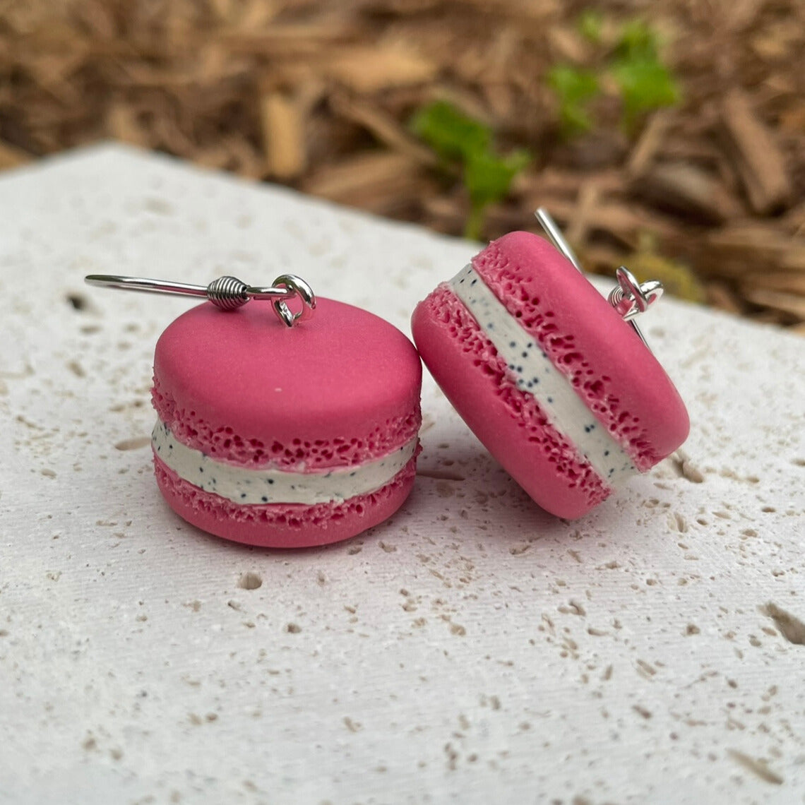 Pink Macaron Polymer Clay Earrings