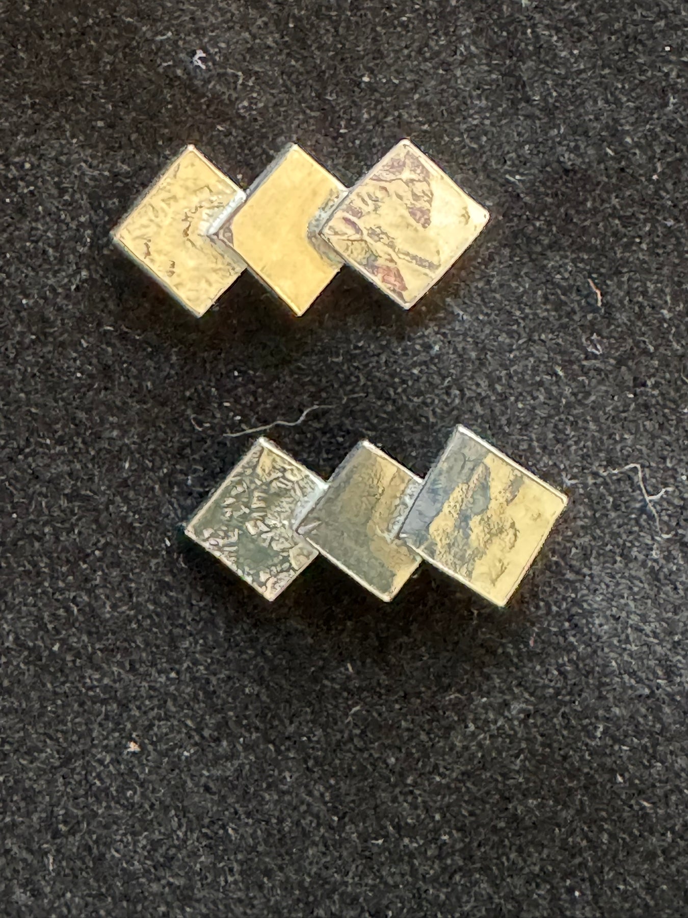 Textured Sterling Silver Triple Square Earrings