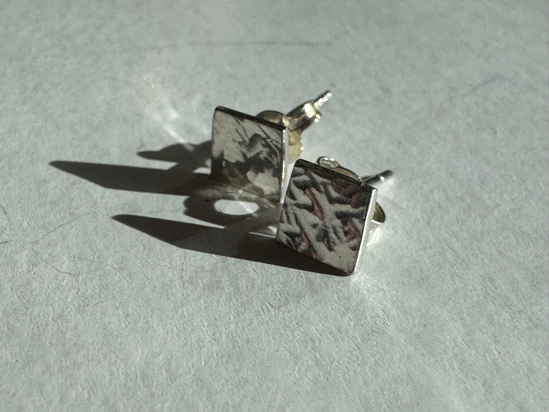 Hammered Sterling Silver Square Studs