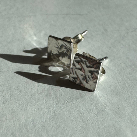 Hammered Sterling Silver Square Studs