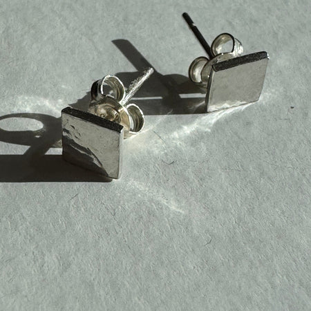 Hammered Sterling Silver Square Studs