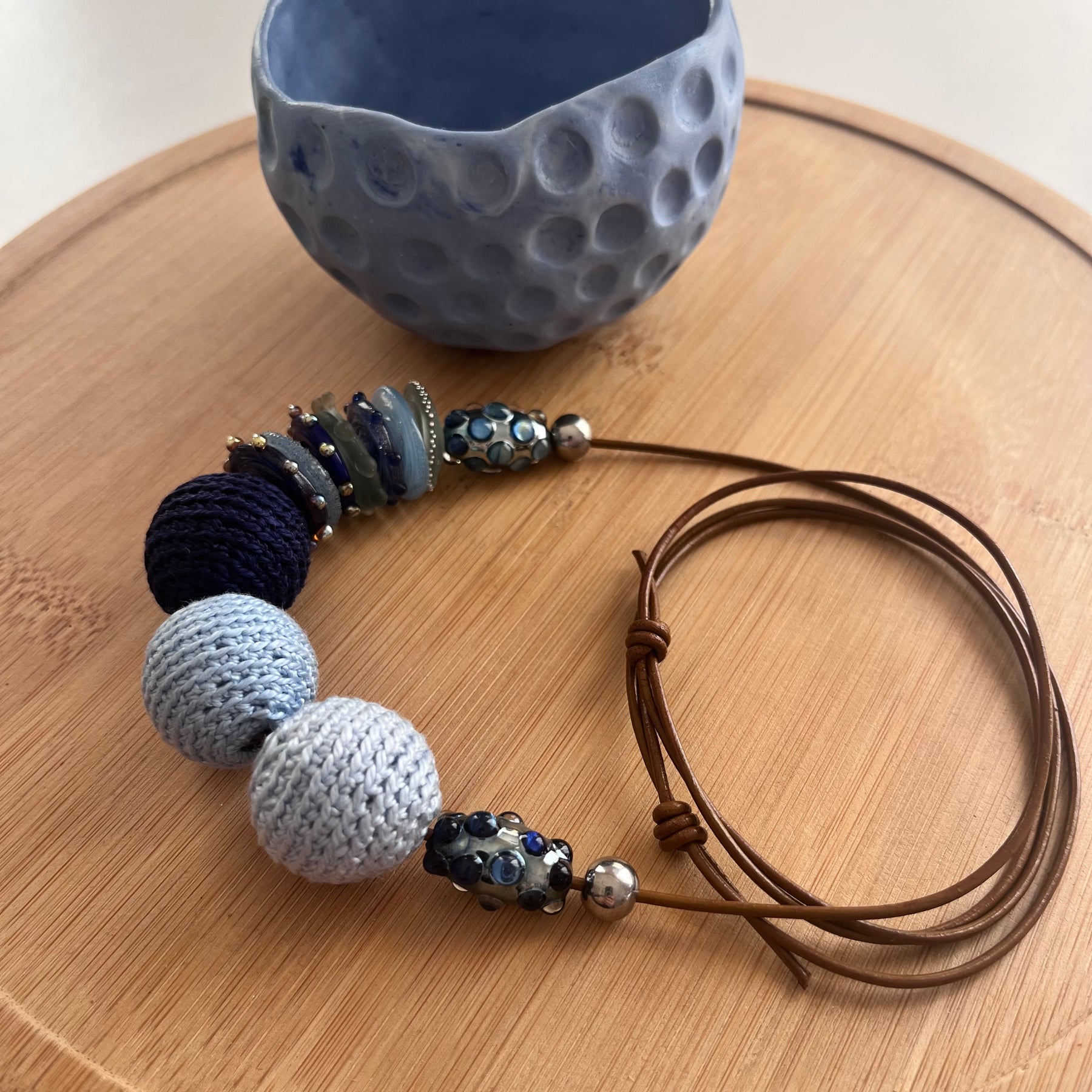 Handmade Adjustable Necklace - A Study in Blue