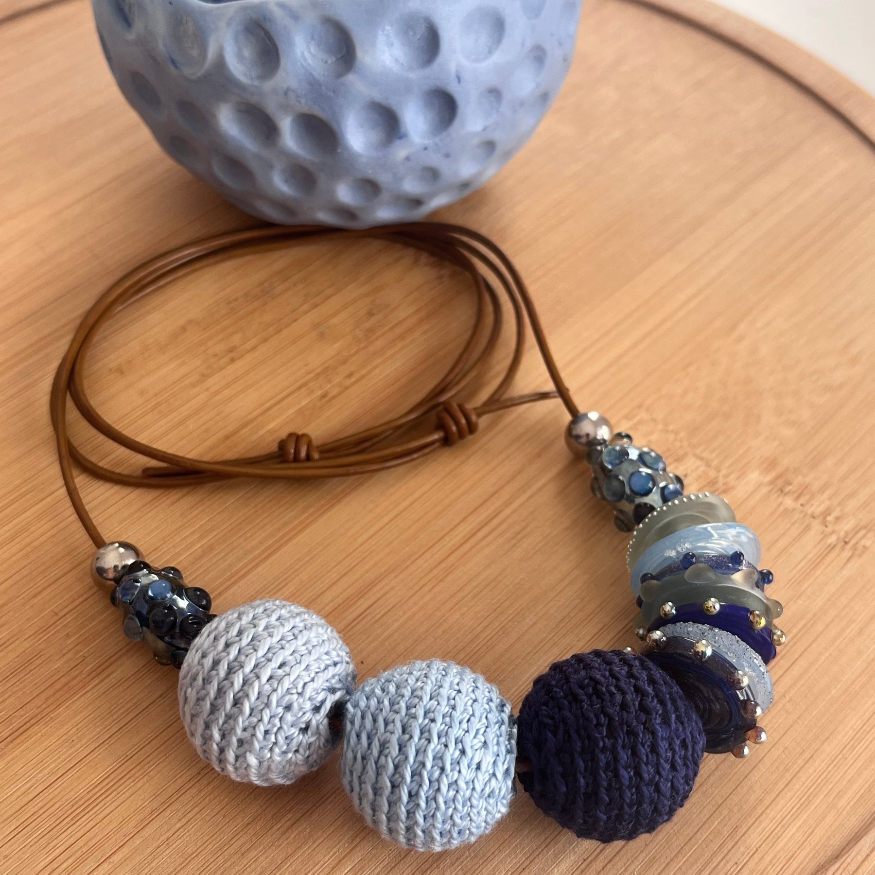 Handmade Adjustable Necklace - A Study in Blue