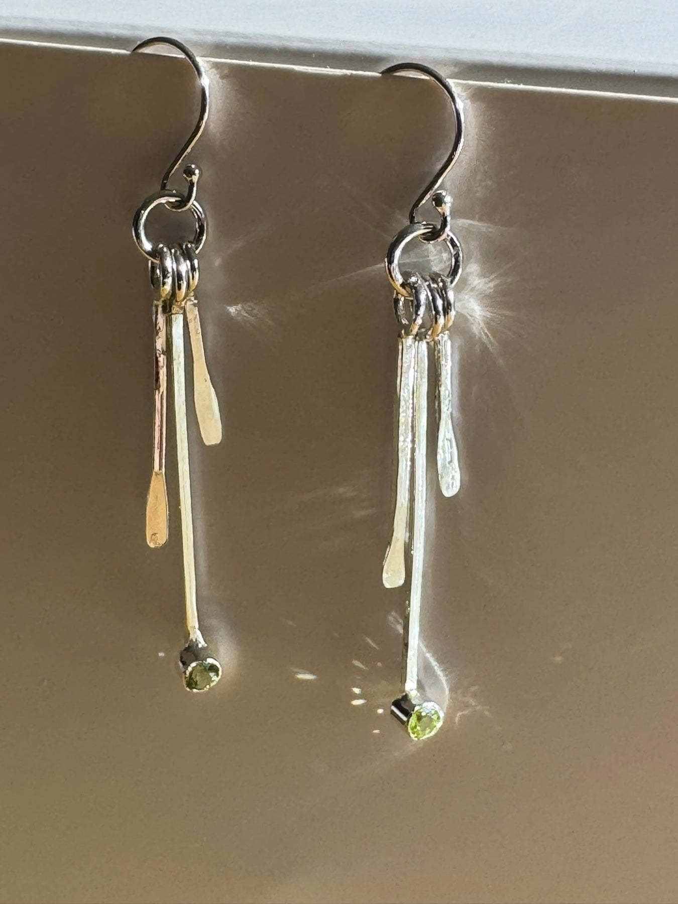 Sterling Silver Drop Earrings with Peridot