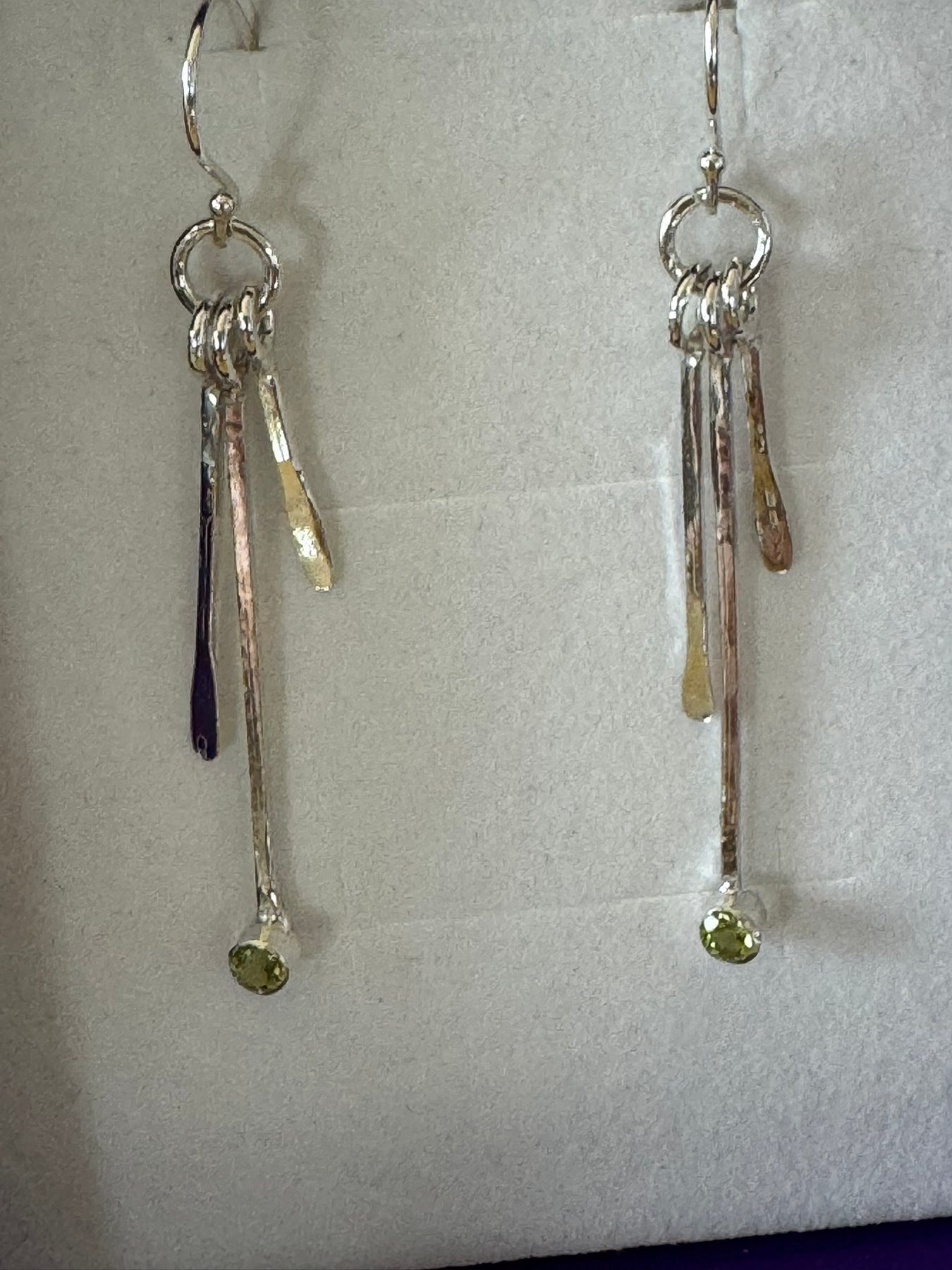 Sterling Silver Drop Earrings with Peridot