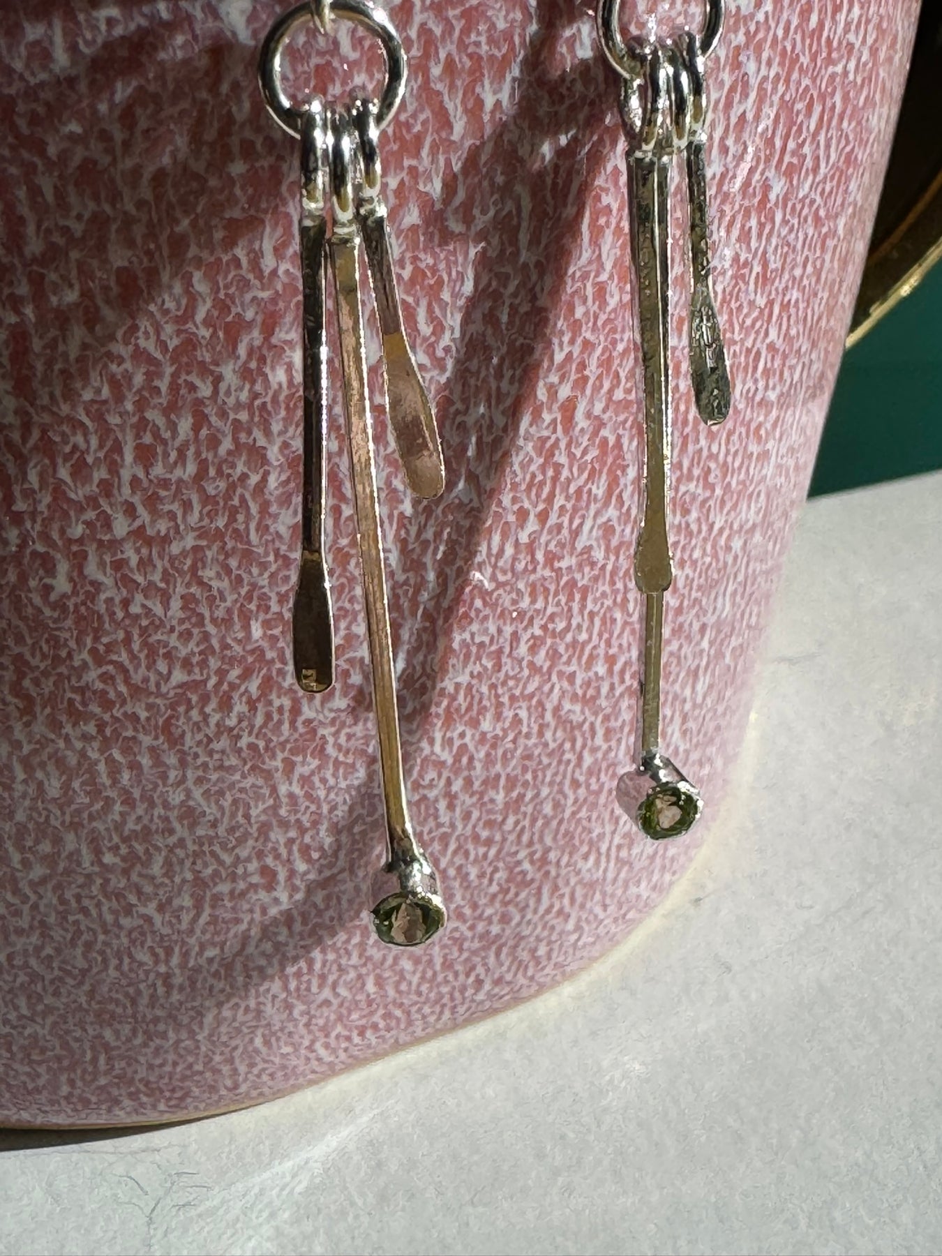 Sterling Silver Drop Earrings with Peridot