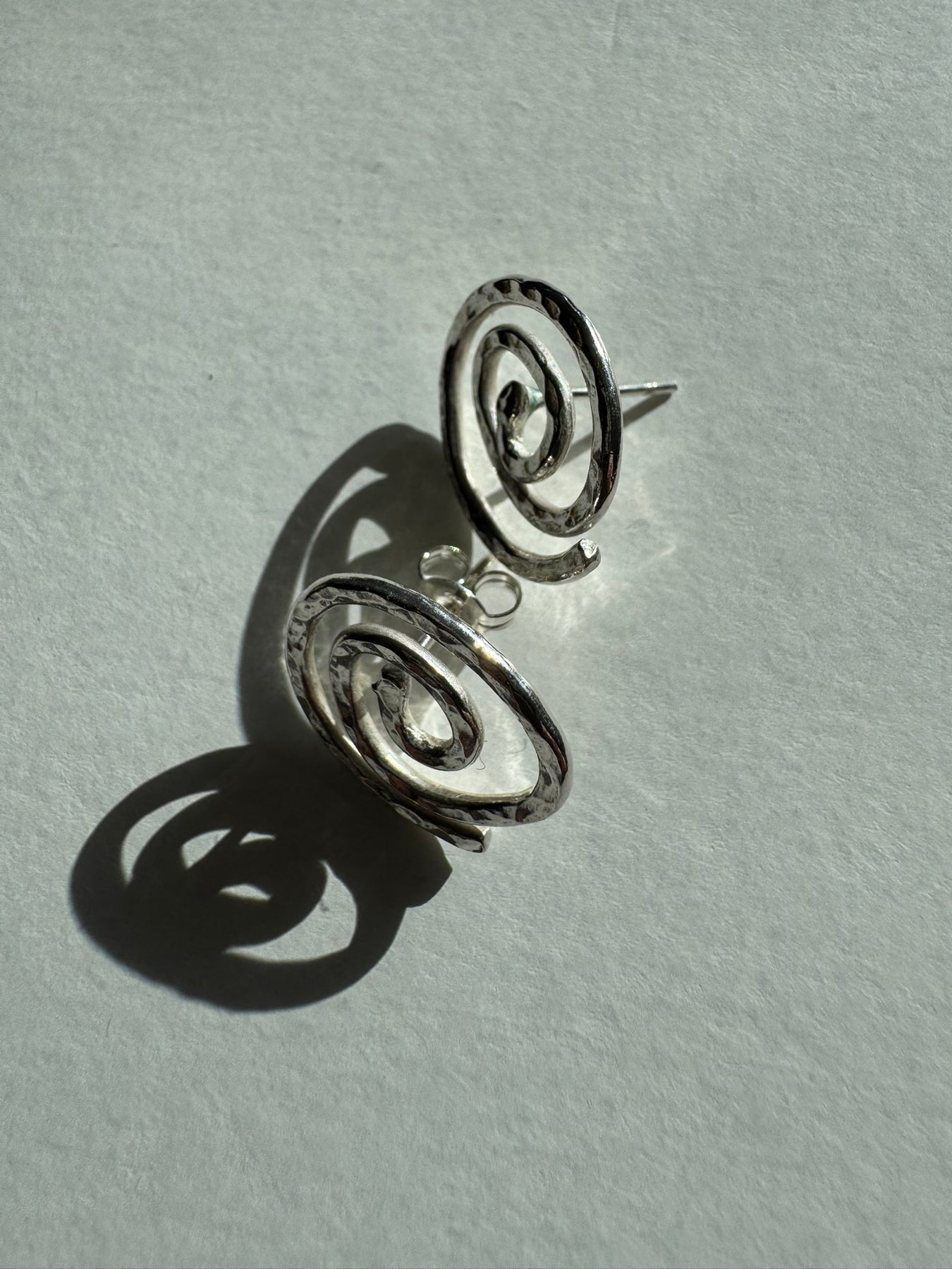Hammered Sterling Silver Spiral Studs