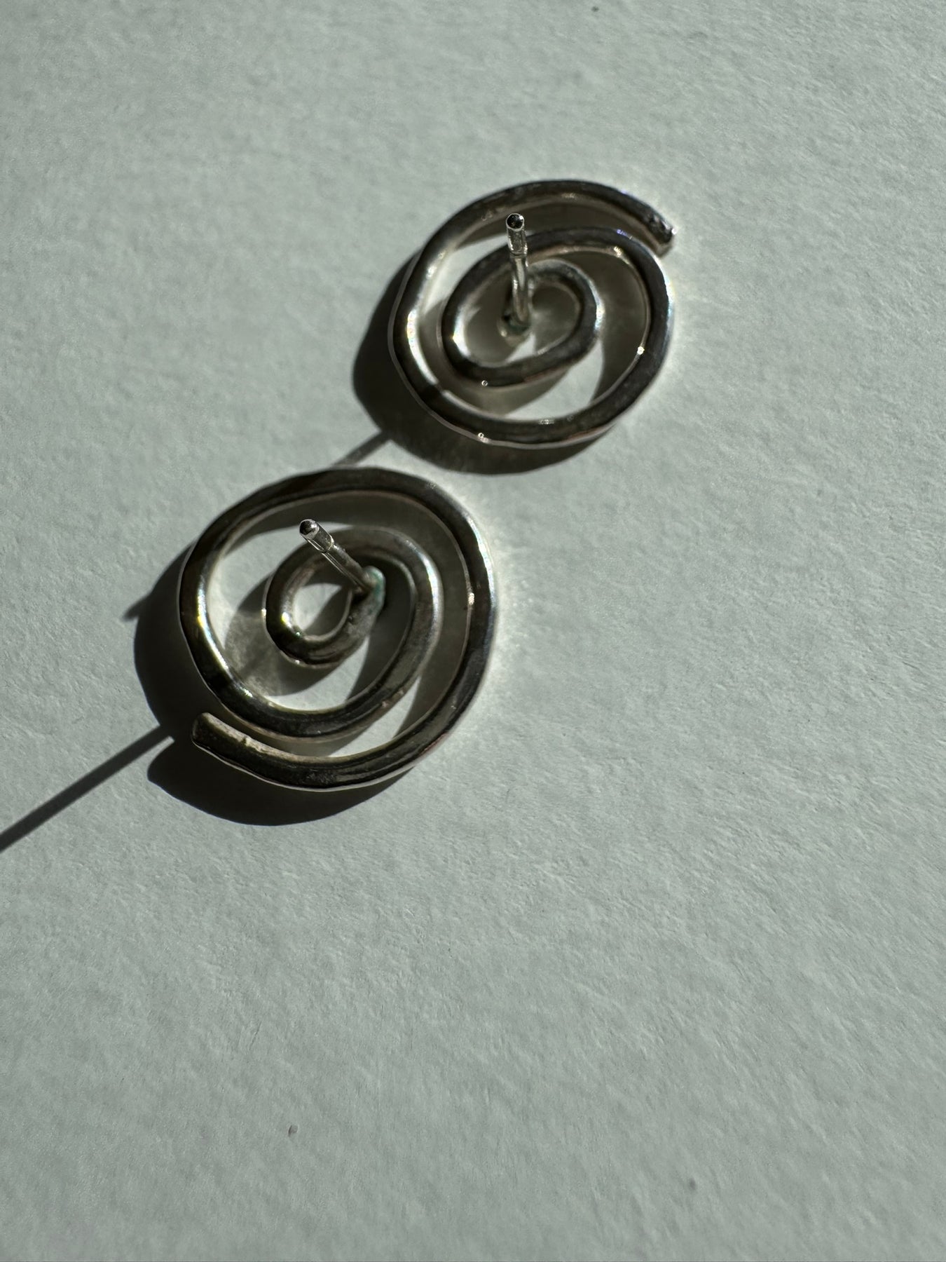 Hammered Sterling Silver Spiral Studs