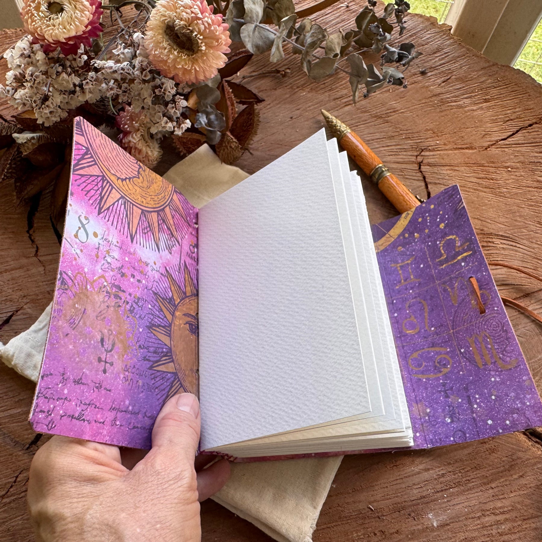 Tan Leather A6 Journal with Tree Charm
