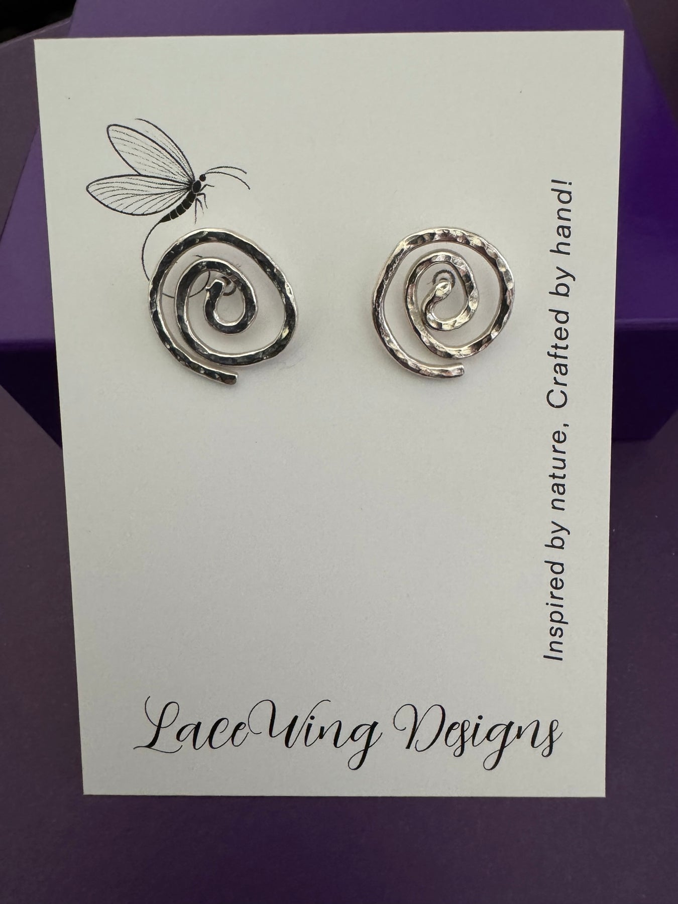 Hammered Sterling Silver Spiral Studs