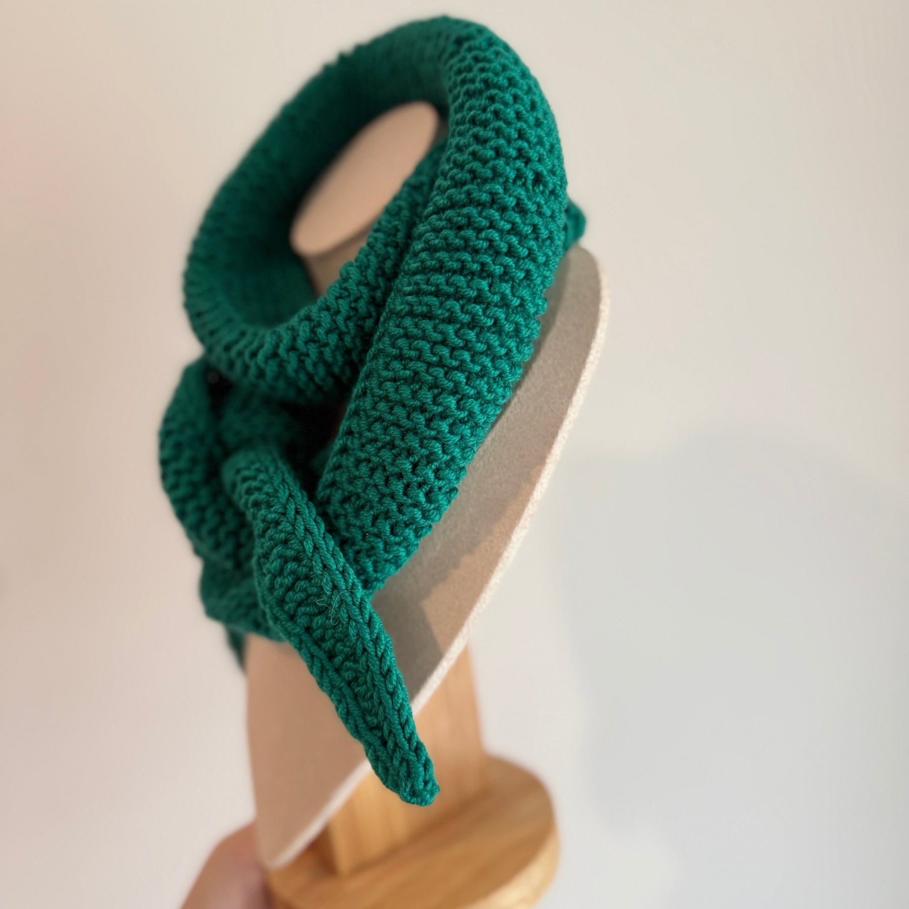 Hand knit sophie scarf in aquamarine green